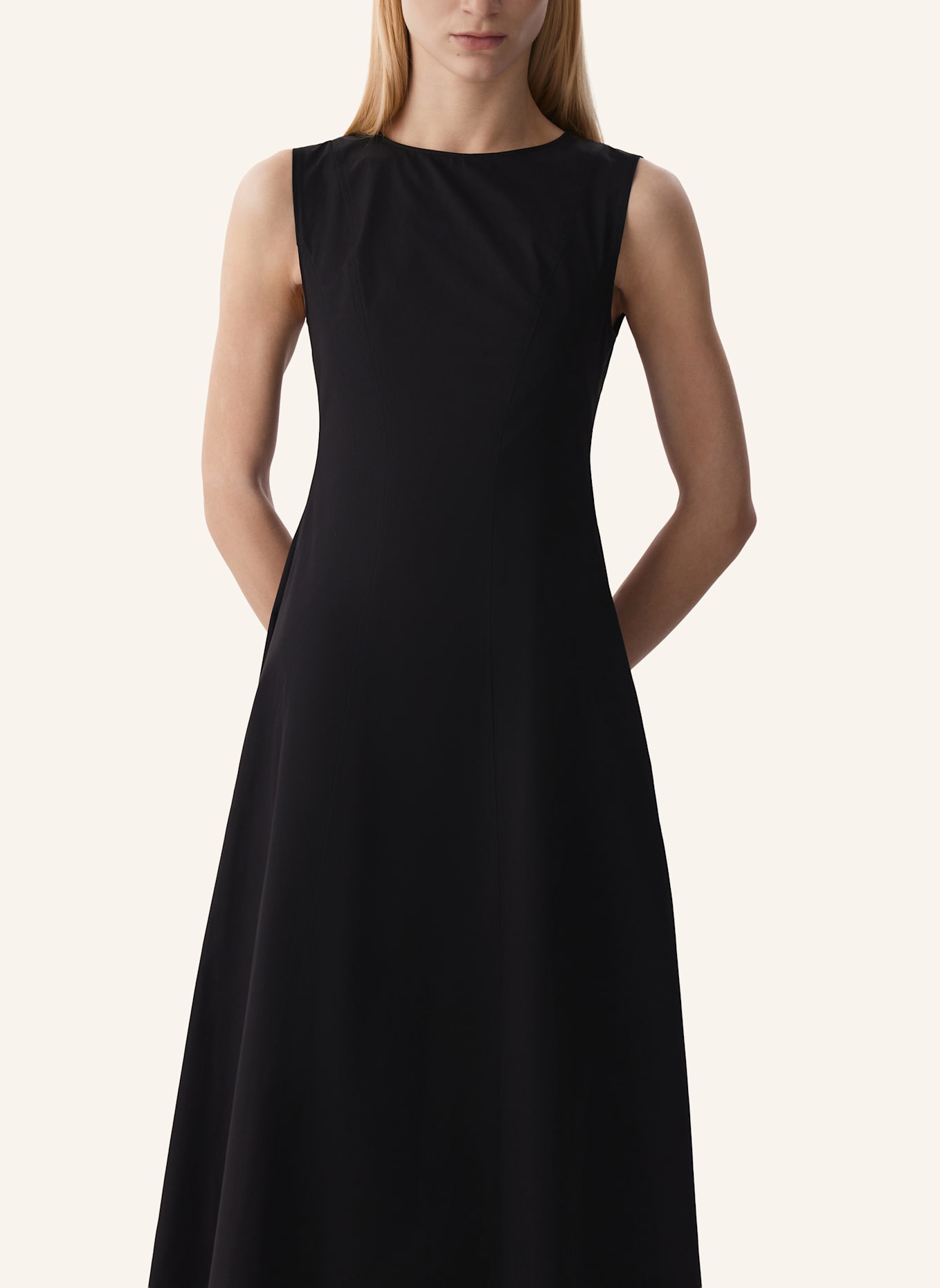 PINXIT Baumwoll Midikleid: SCHWARZ