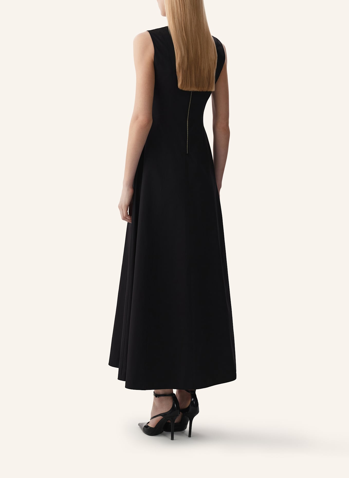 PINXIT Baumwoll Midikleid: SCHWARZ