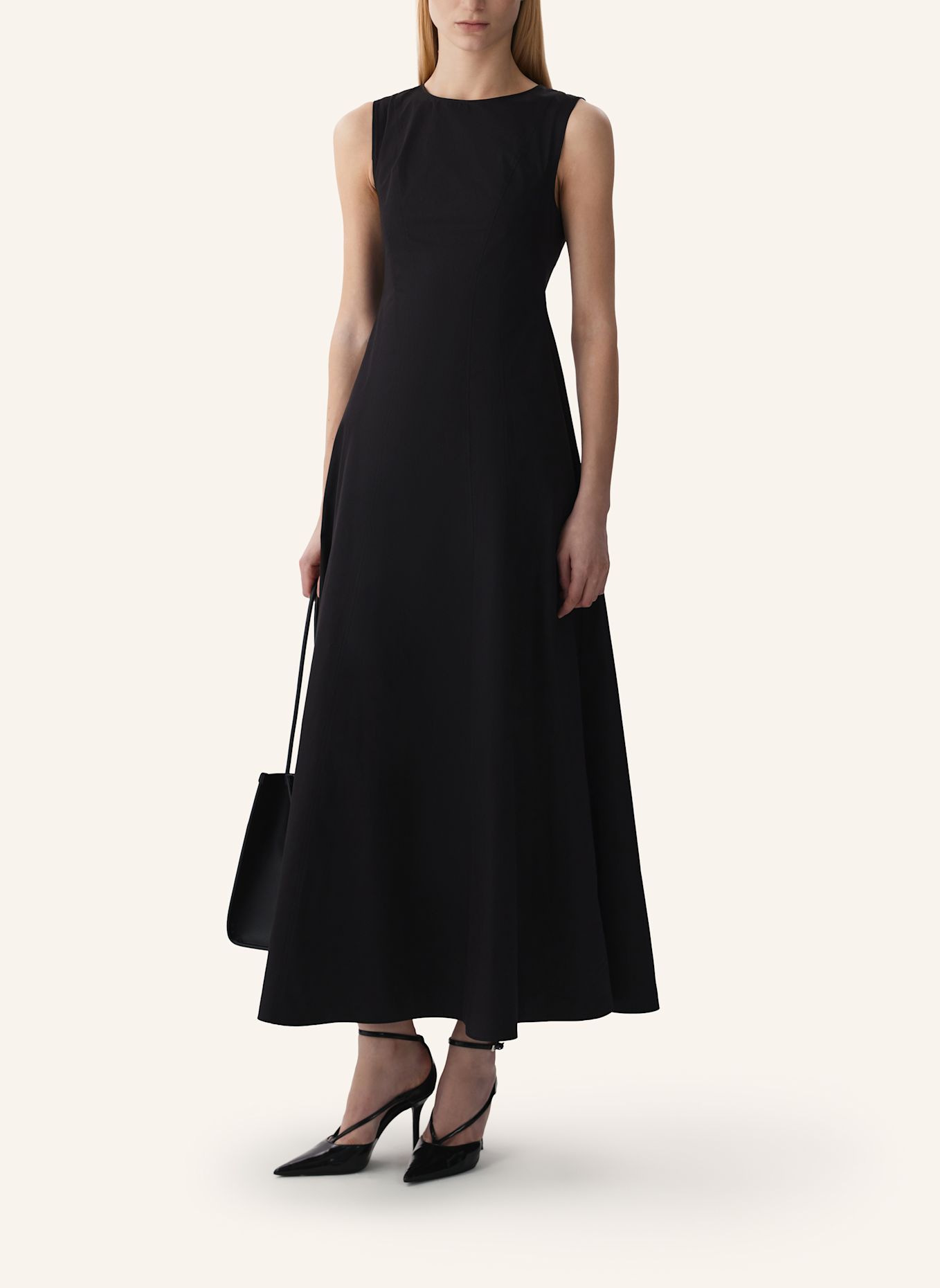 PINXIT Baumwoll Midikleid: SCHWARZ