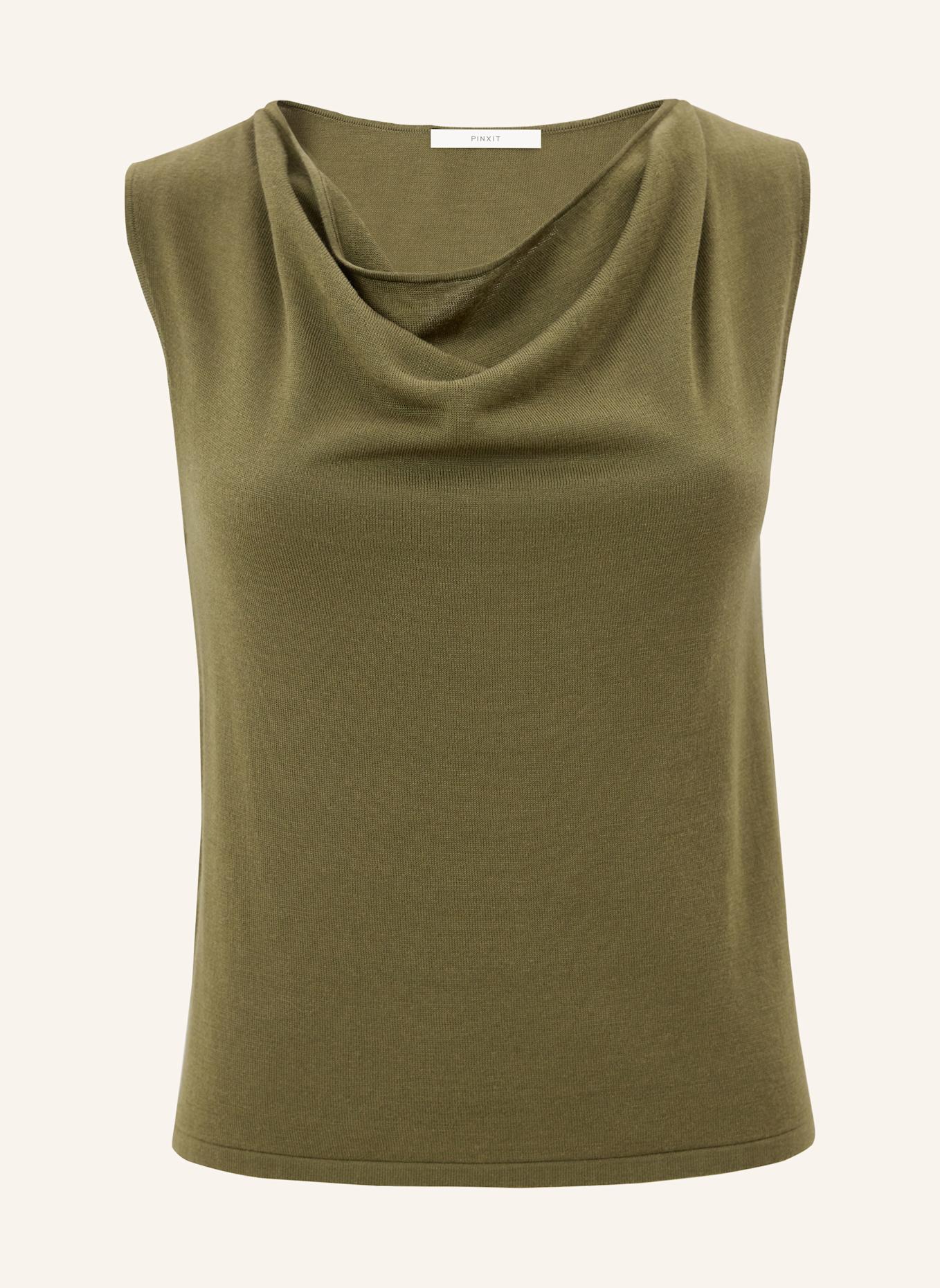PINXIT Top Strickkapuzentop: KHAKI
