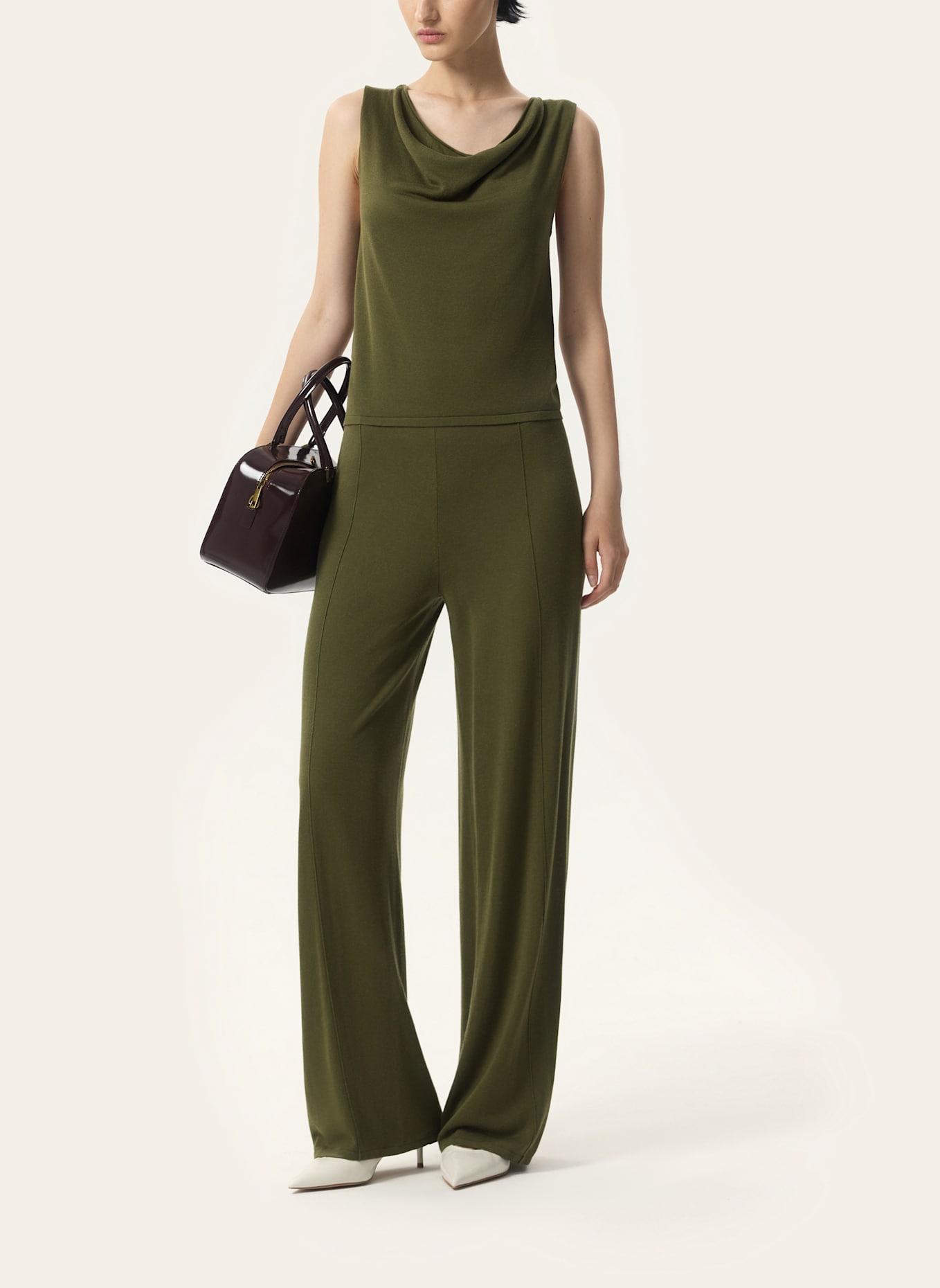 PINXIT Top Strickkapuzentop: KHAKI