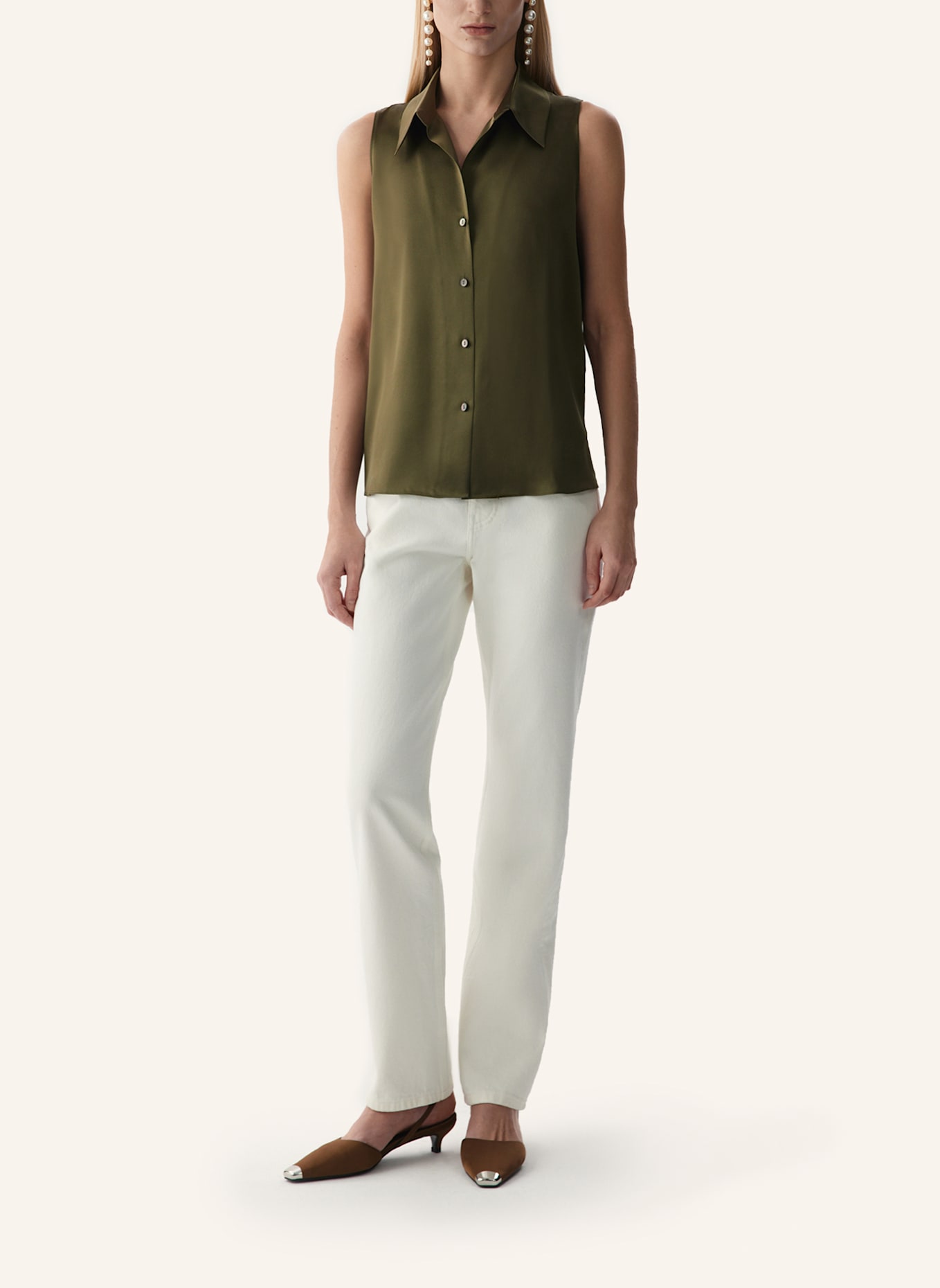 PINXIT Seidenbluse: KHAKI