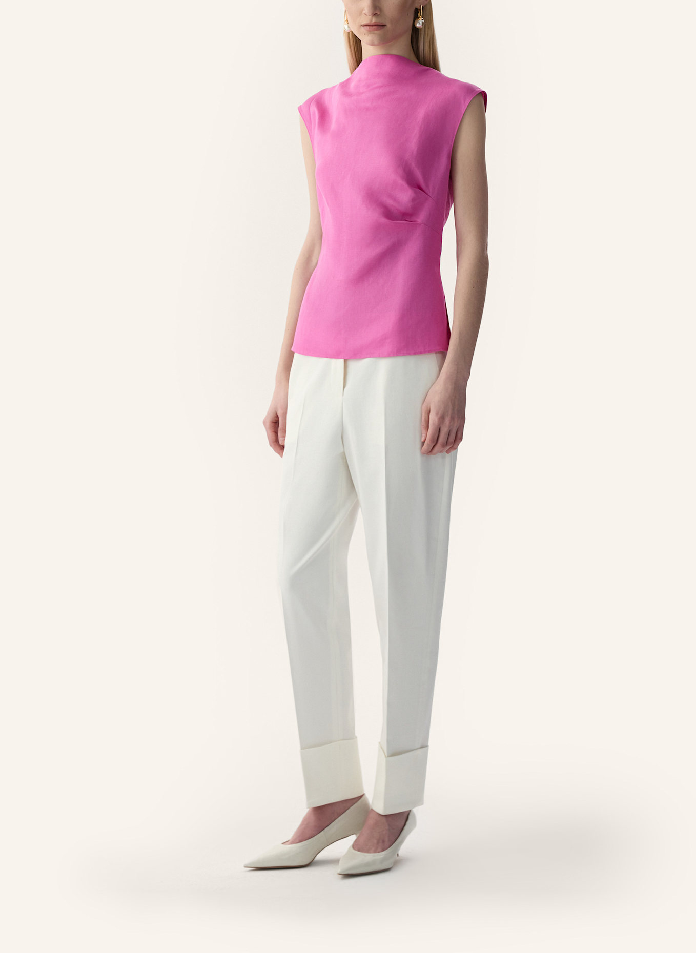 PINXIT Lyocell-Leinenbluse: FUCHSIA