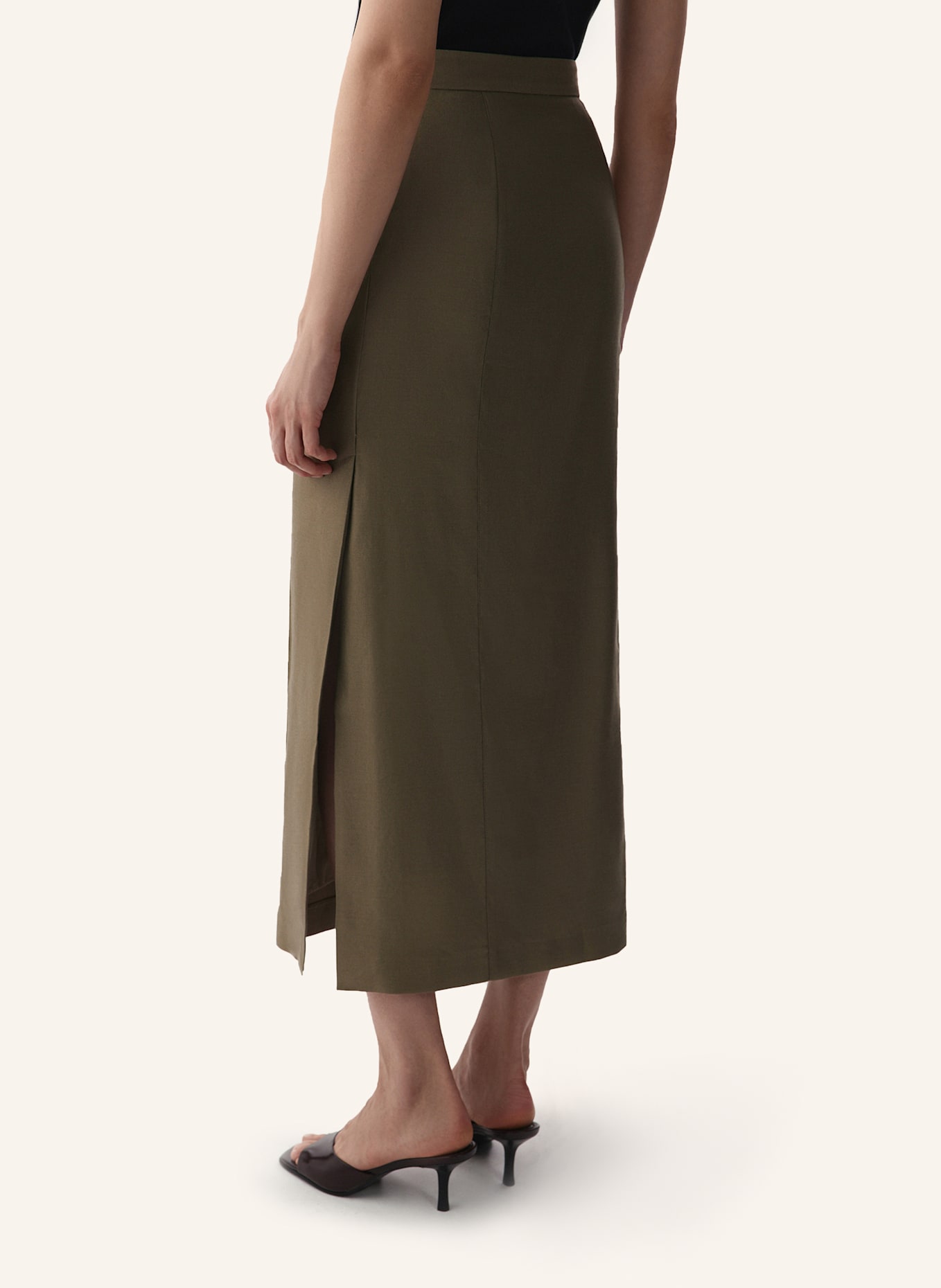 PINXIT Leinenrock: KHAKI