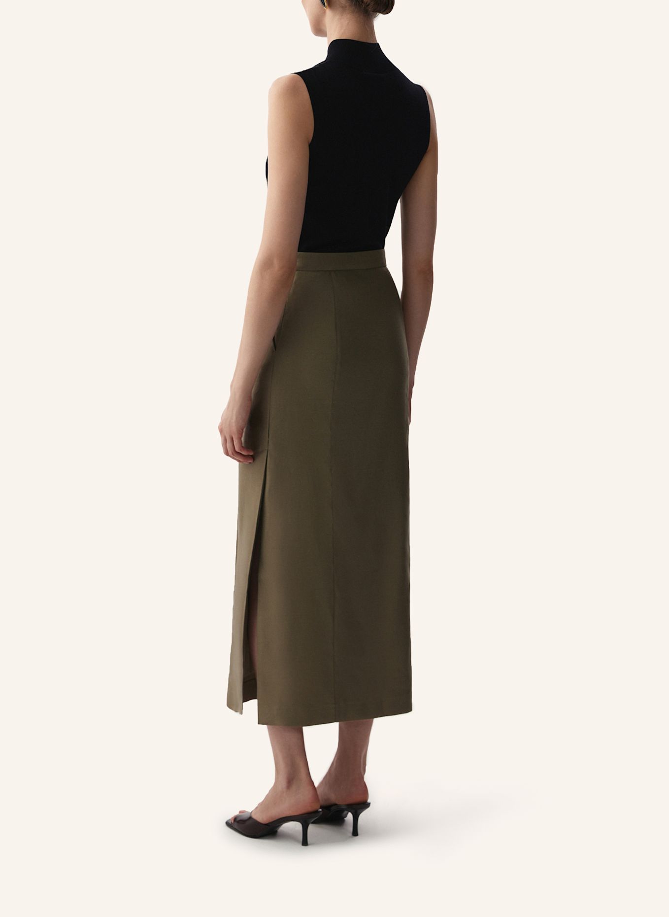 PINXIT Leinenrock: KHAKI