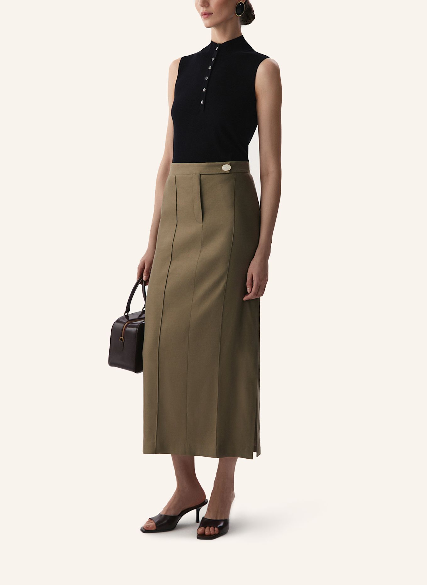 PINXIT Leinenrock: KHAKI
