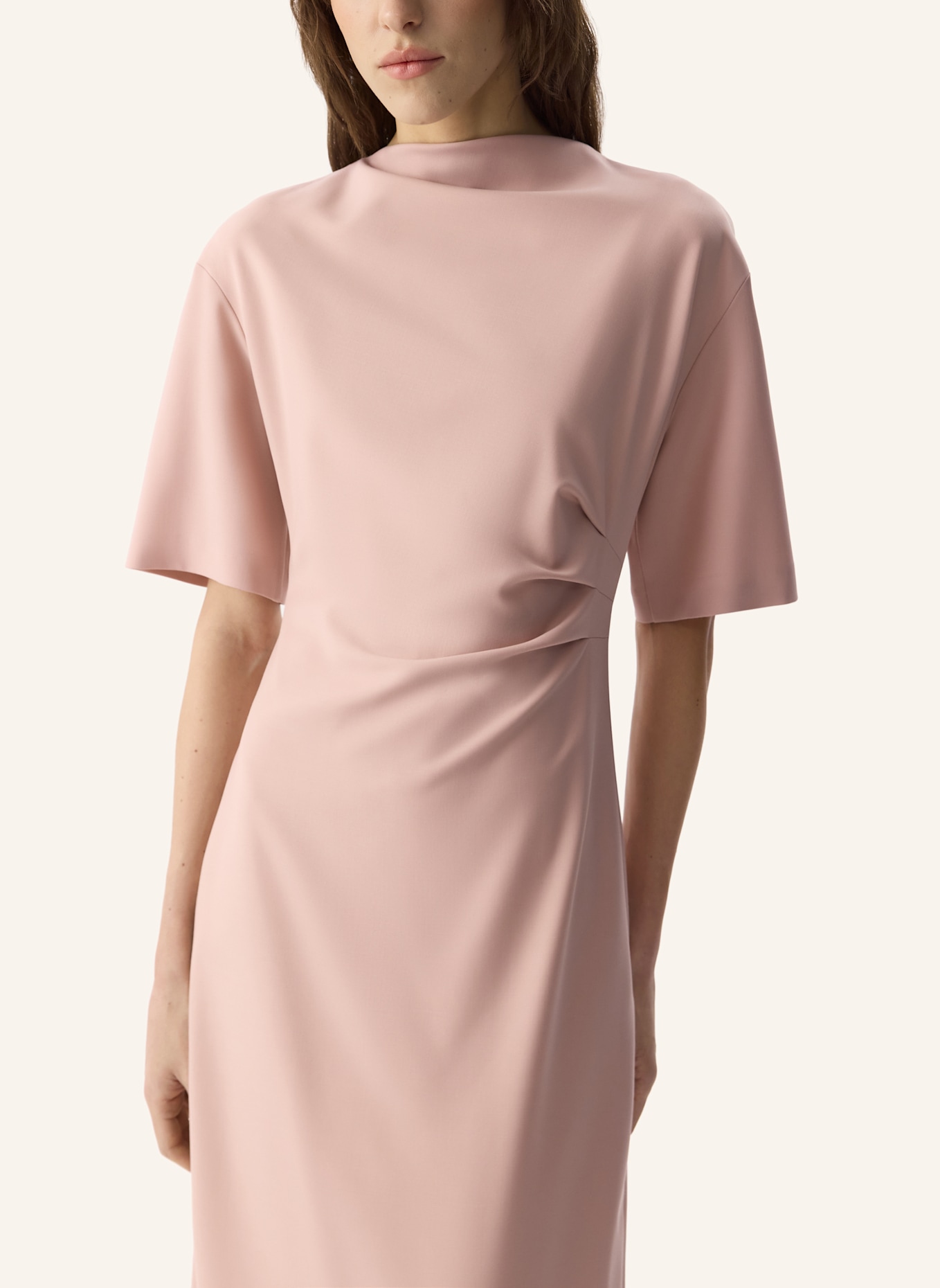 PINXIT Midikleid mit Drapierung: HELLROSA