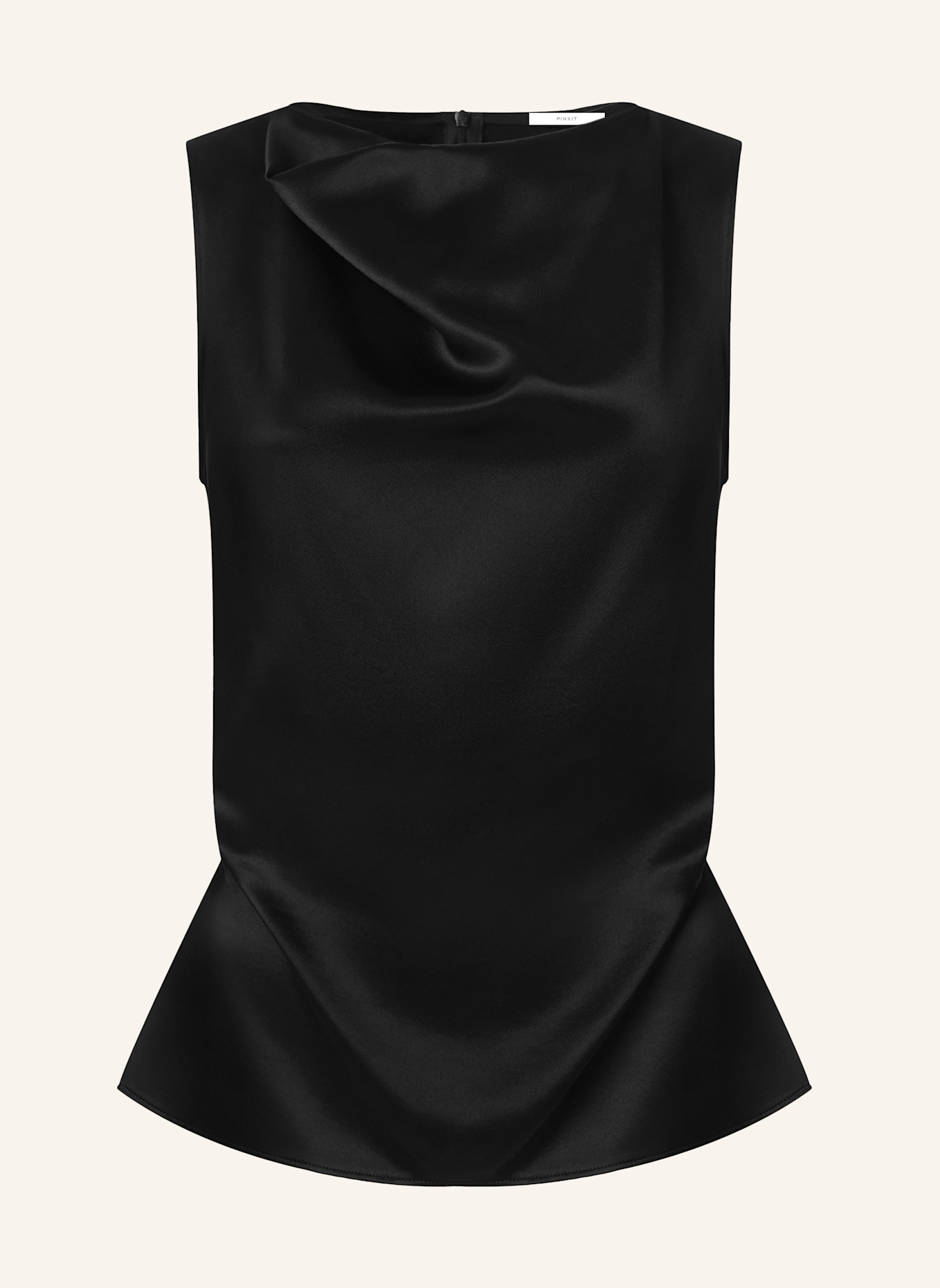 PINXIT Viskose Satin-Top: SCHWARZ