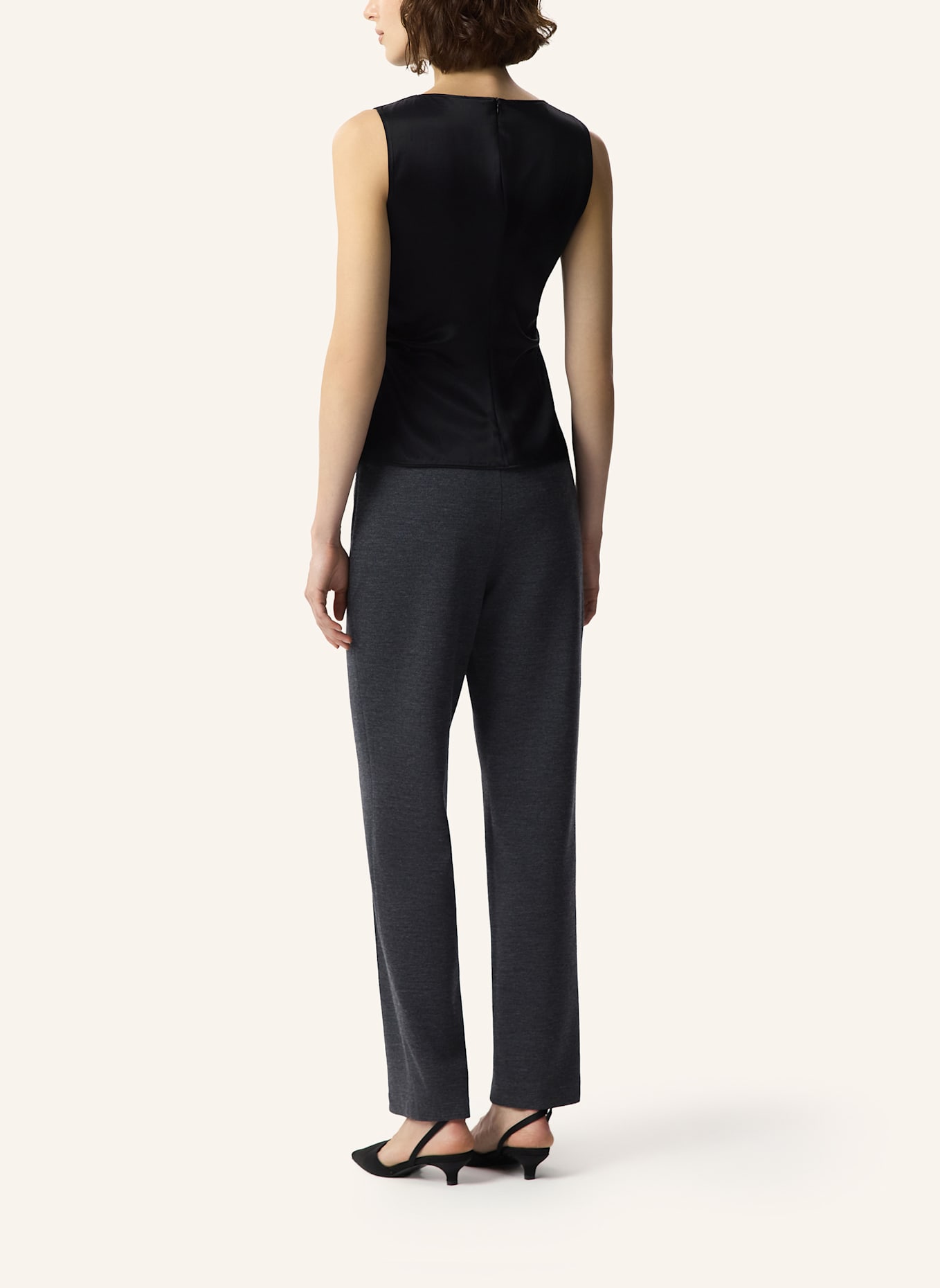 PINXIT Viskose Satin-Top: SCHWARZ