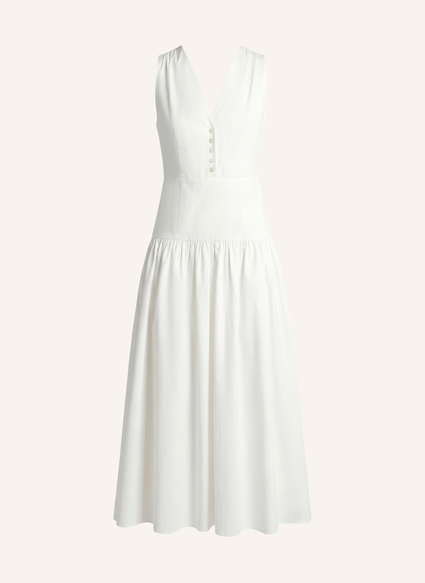 PINXIT Maxikleid aus Baumwolle mit V-Ausschnitt: WEISS