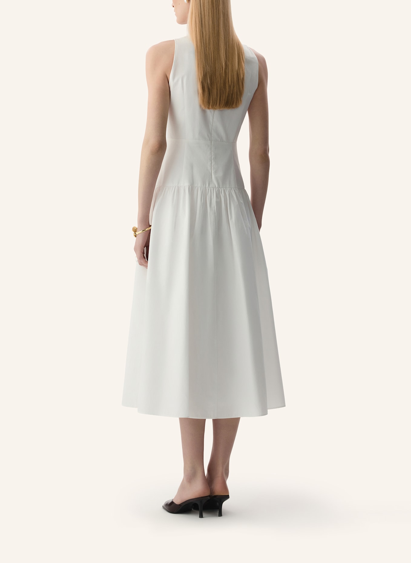 PINXIT Maxikleid aus Baumwolle mit V-Ausschnitt: WEISS