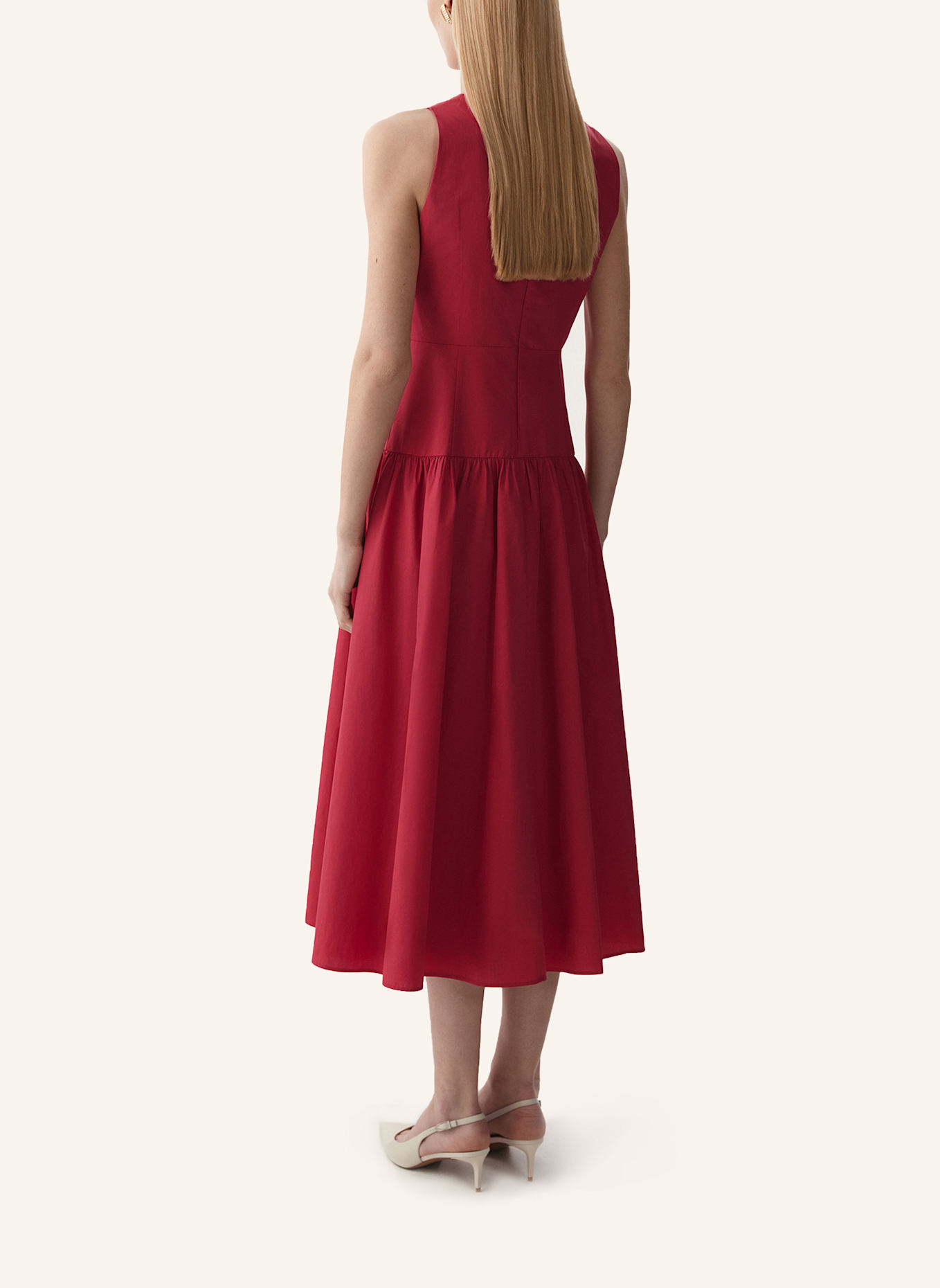 PINXIT Maxikleid aus Baumwolle mit V-Ausschnitt: ROT