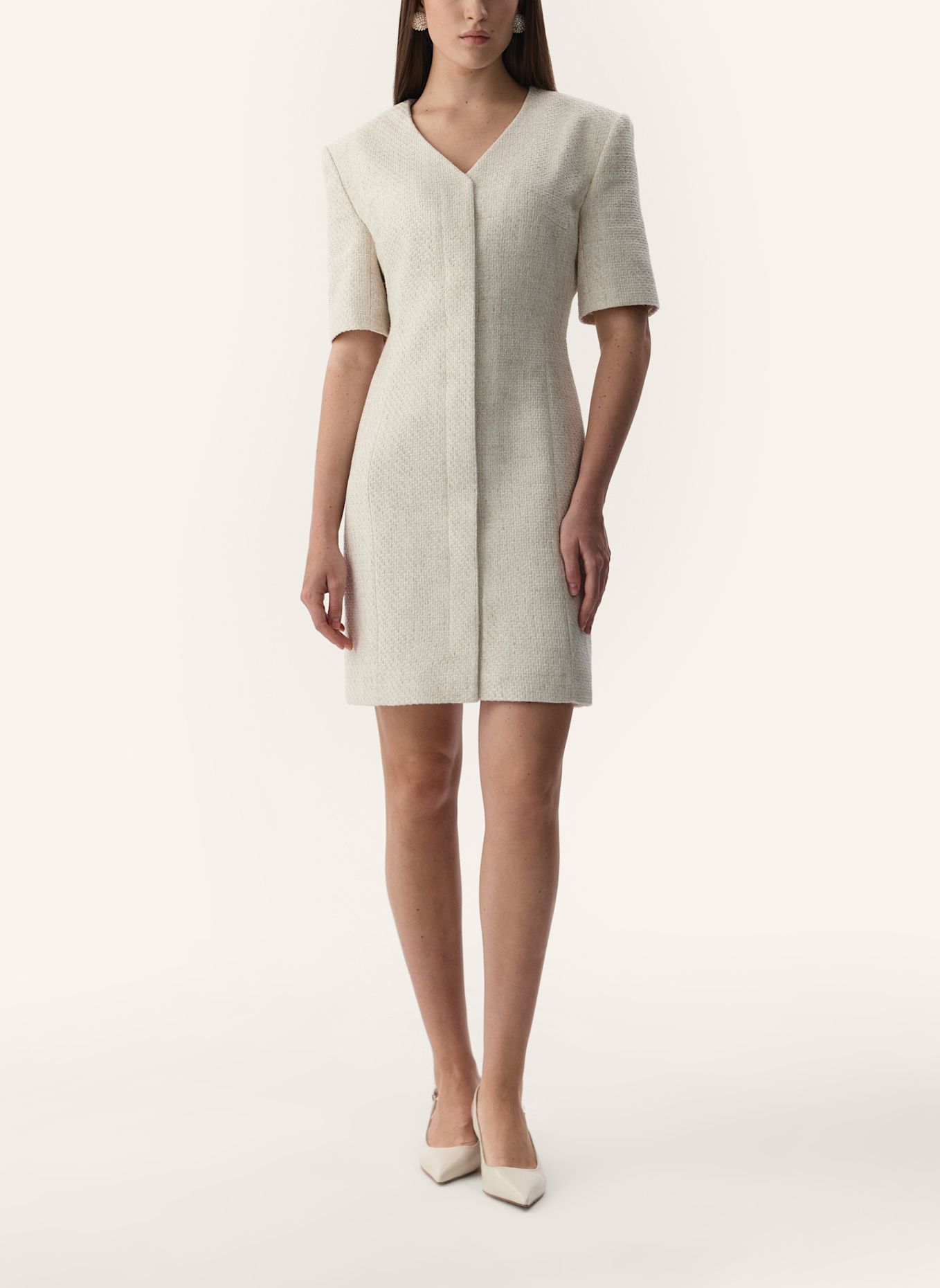 PINXIT Tweedkleid: ECRU