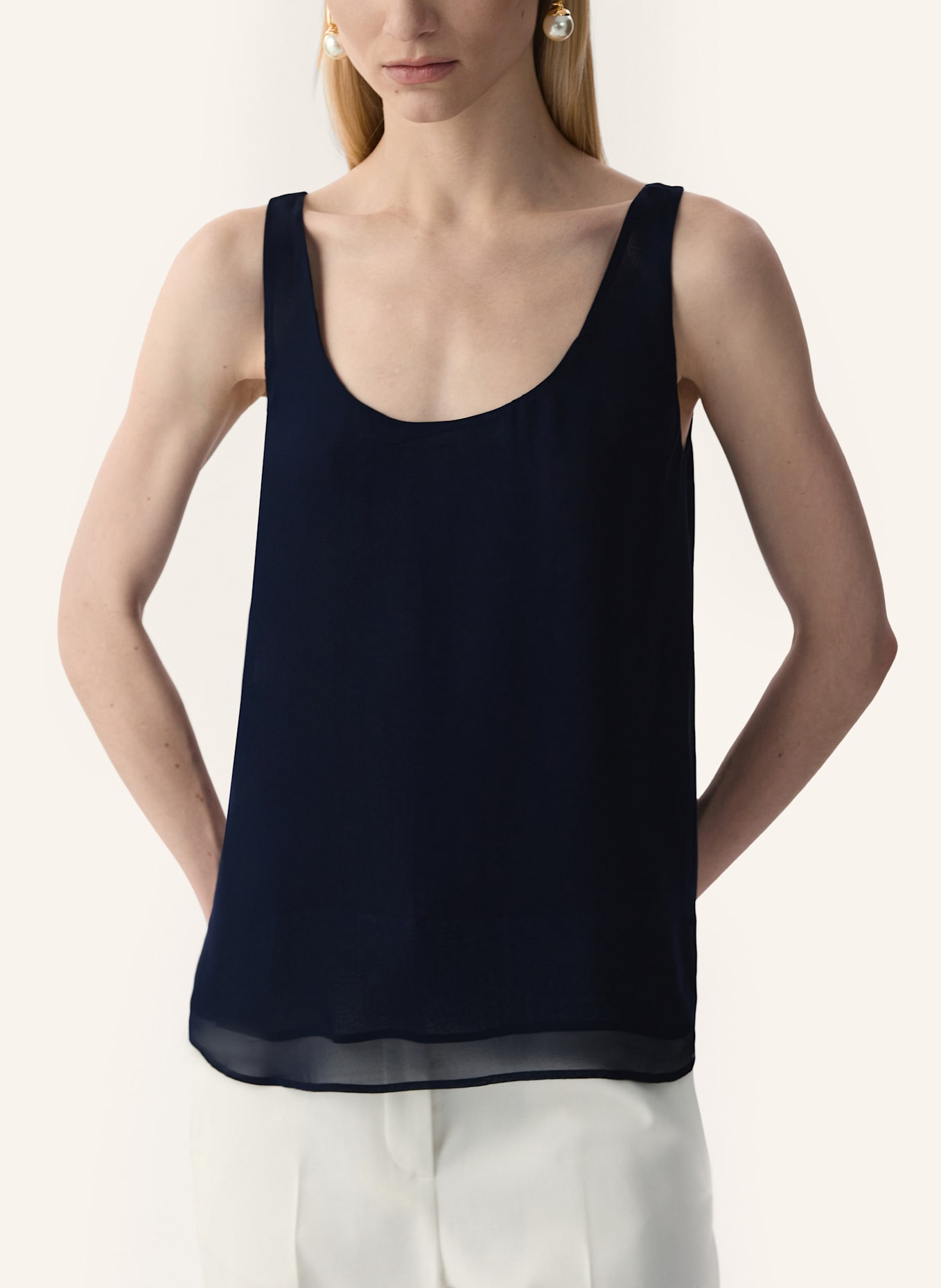 PINXIT Chiffon-Top: DUNKELBLAU
