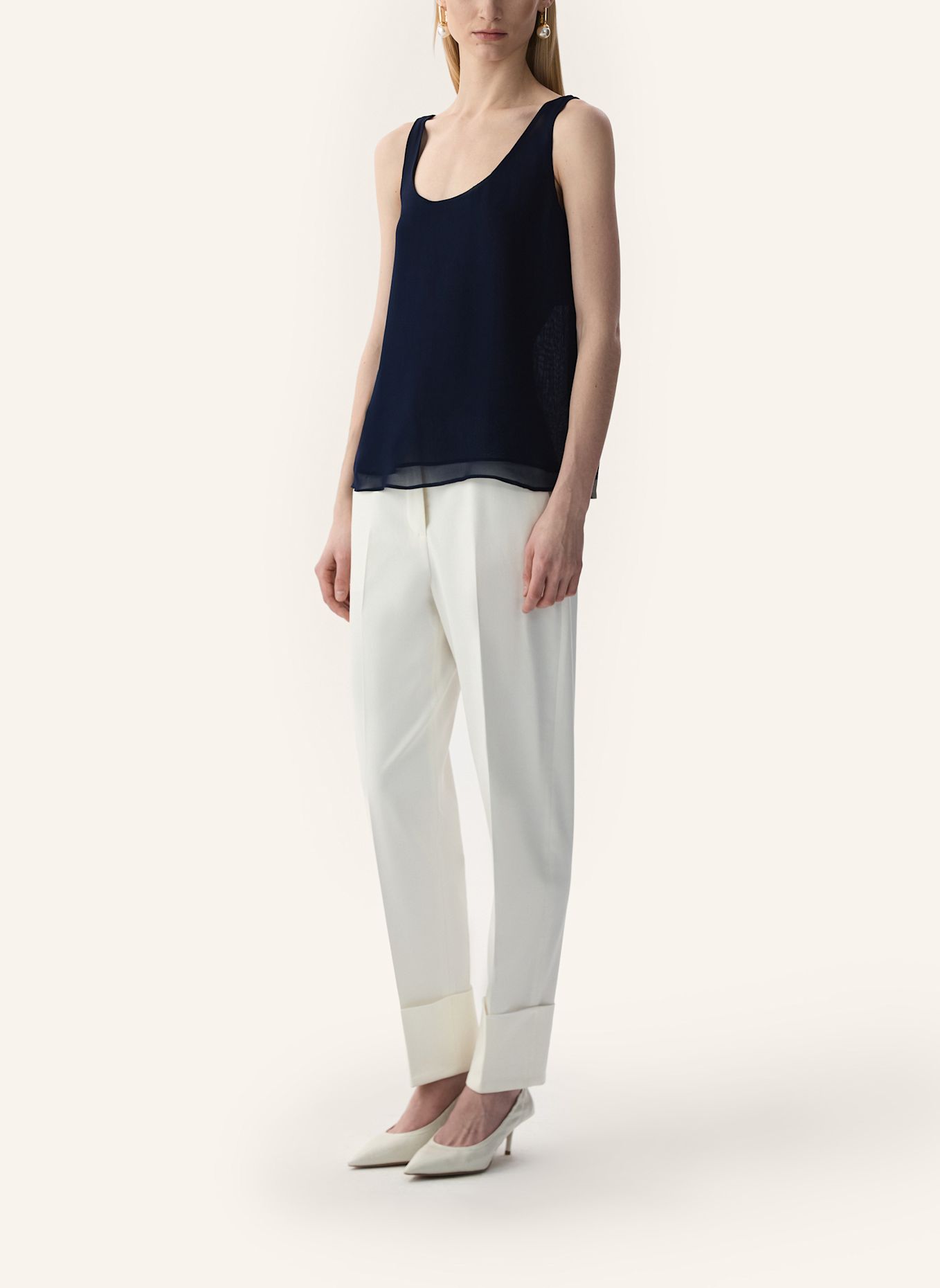 PINXIT Chiffon-Top: DUNKELBLAU