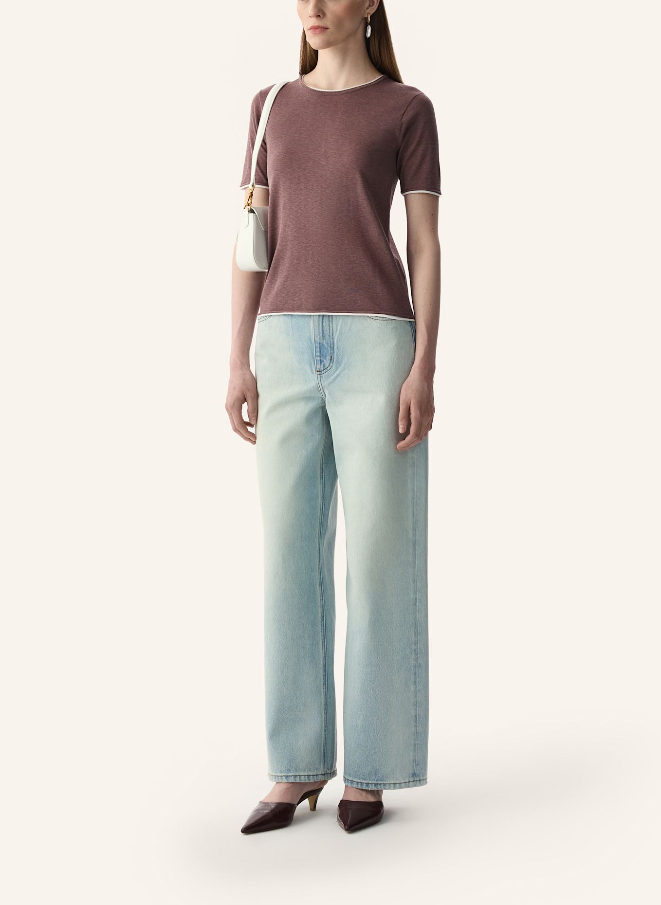 PINXIT Pullover mit Naturseide: COGNAC