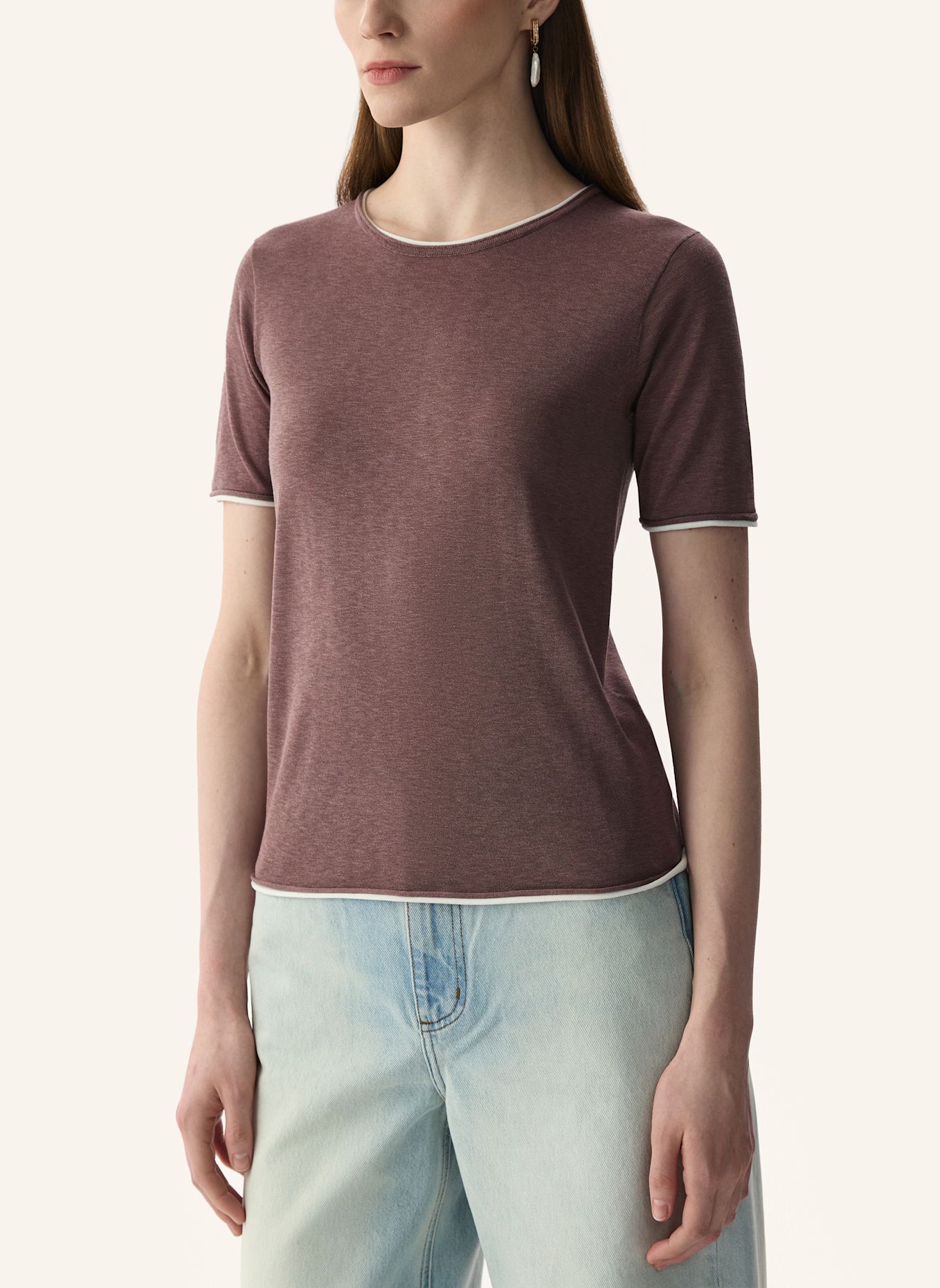 PINXIT Pullover mit Naturseide: COGNAC