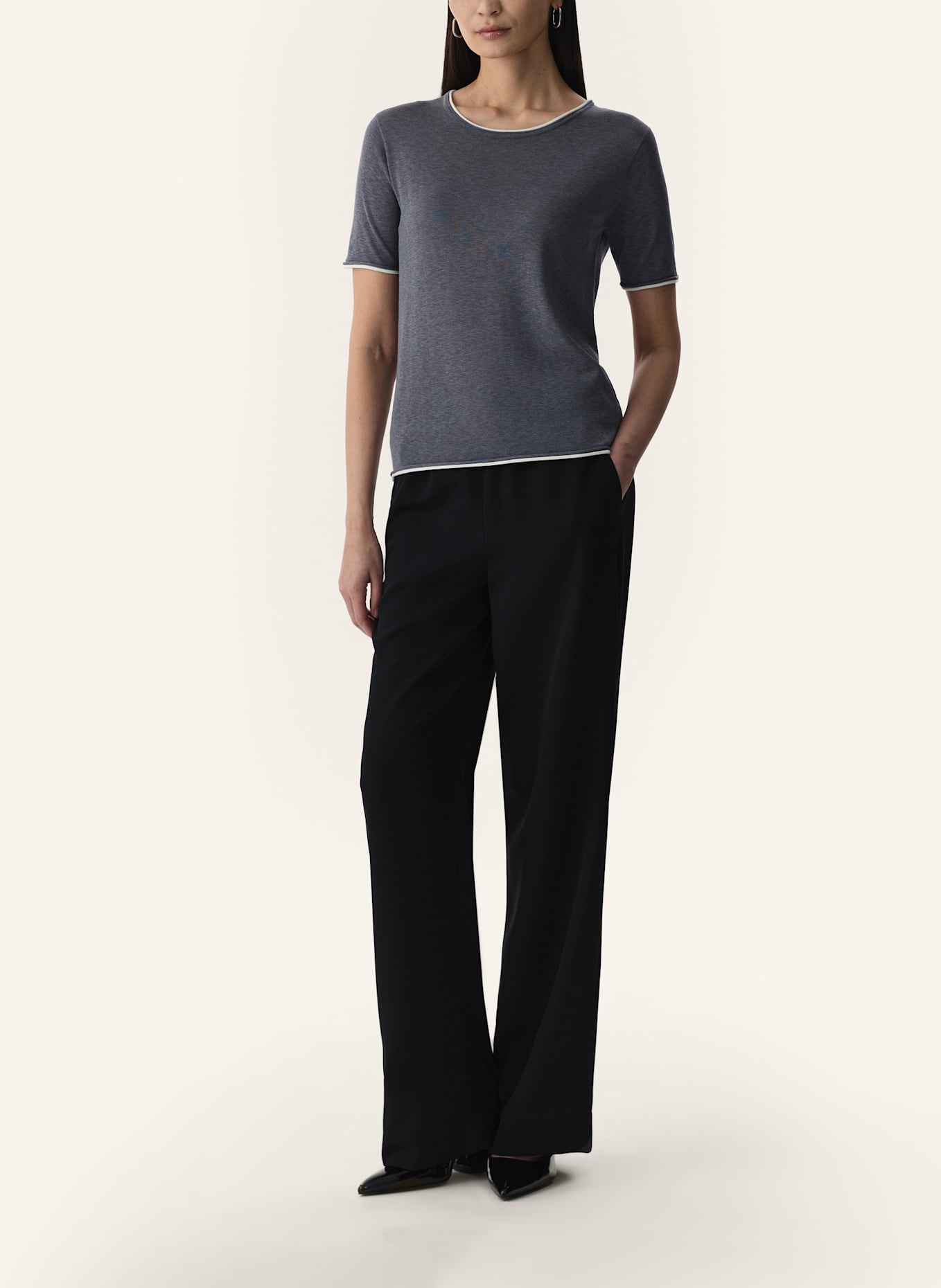 PINXIT Pullover mit Naturseide: GRAU