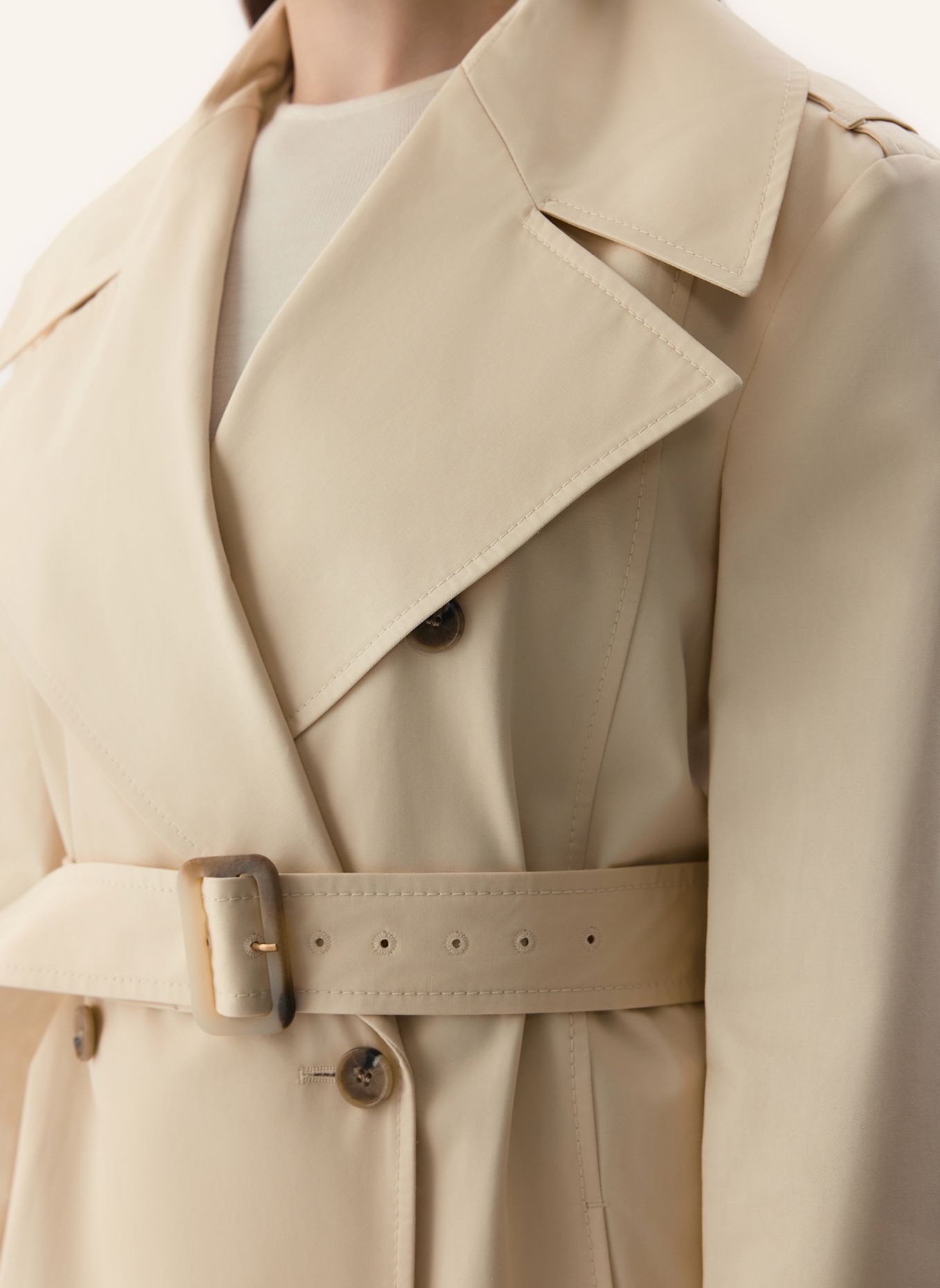 PINXIT Baumwoll-Trenchcoat: CREME