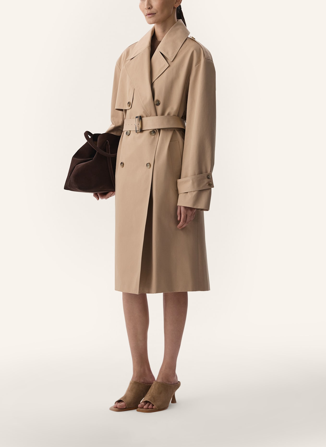 PINXIT Baumwoll-Trenchcoat: BEIGE