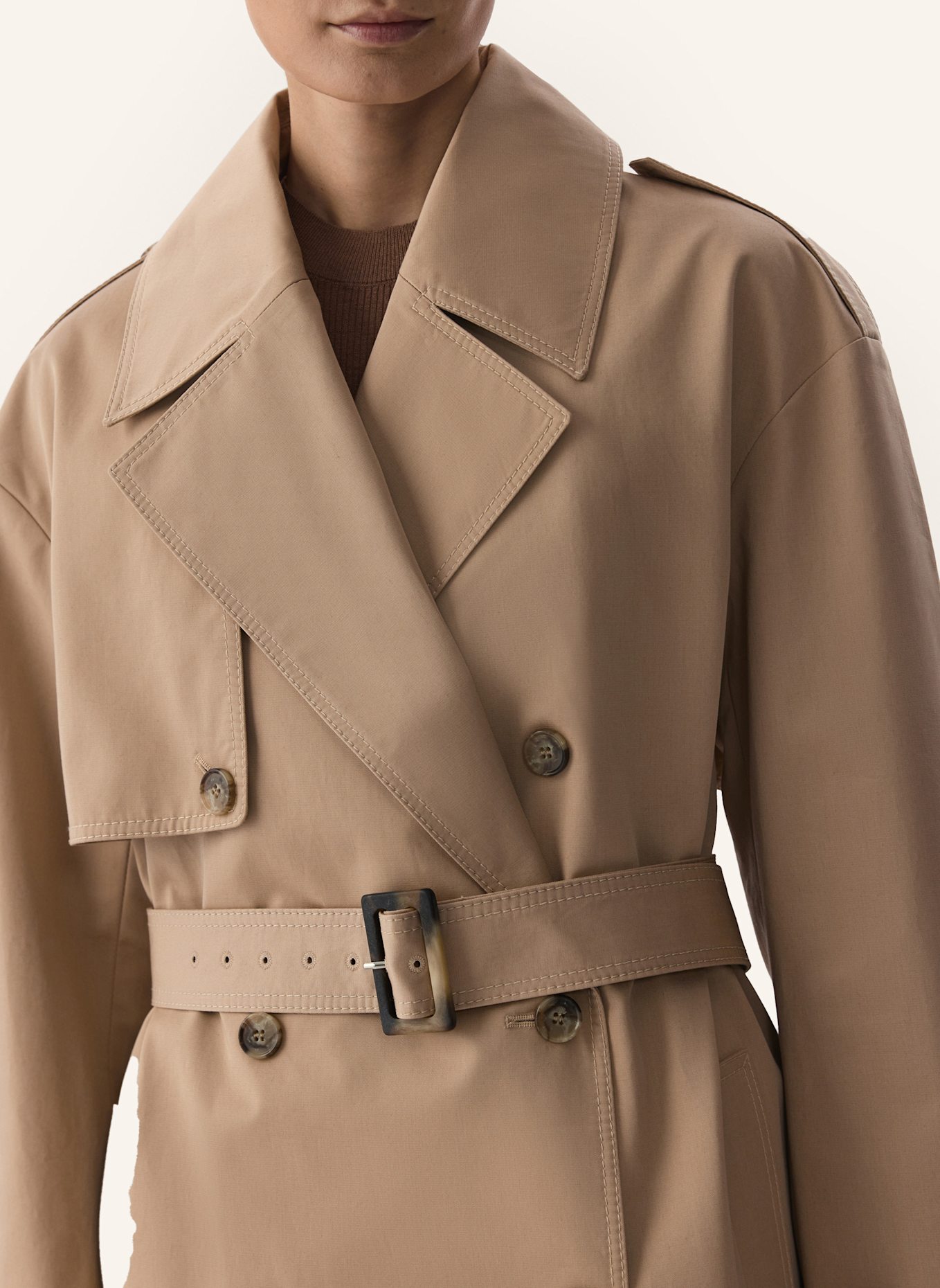 PINXIT Baumwoll-Trenchcoat: BEIGE