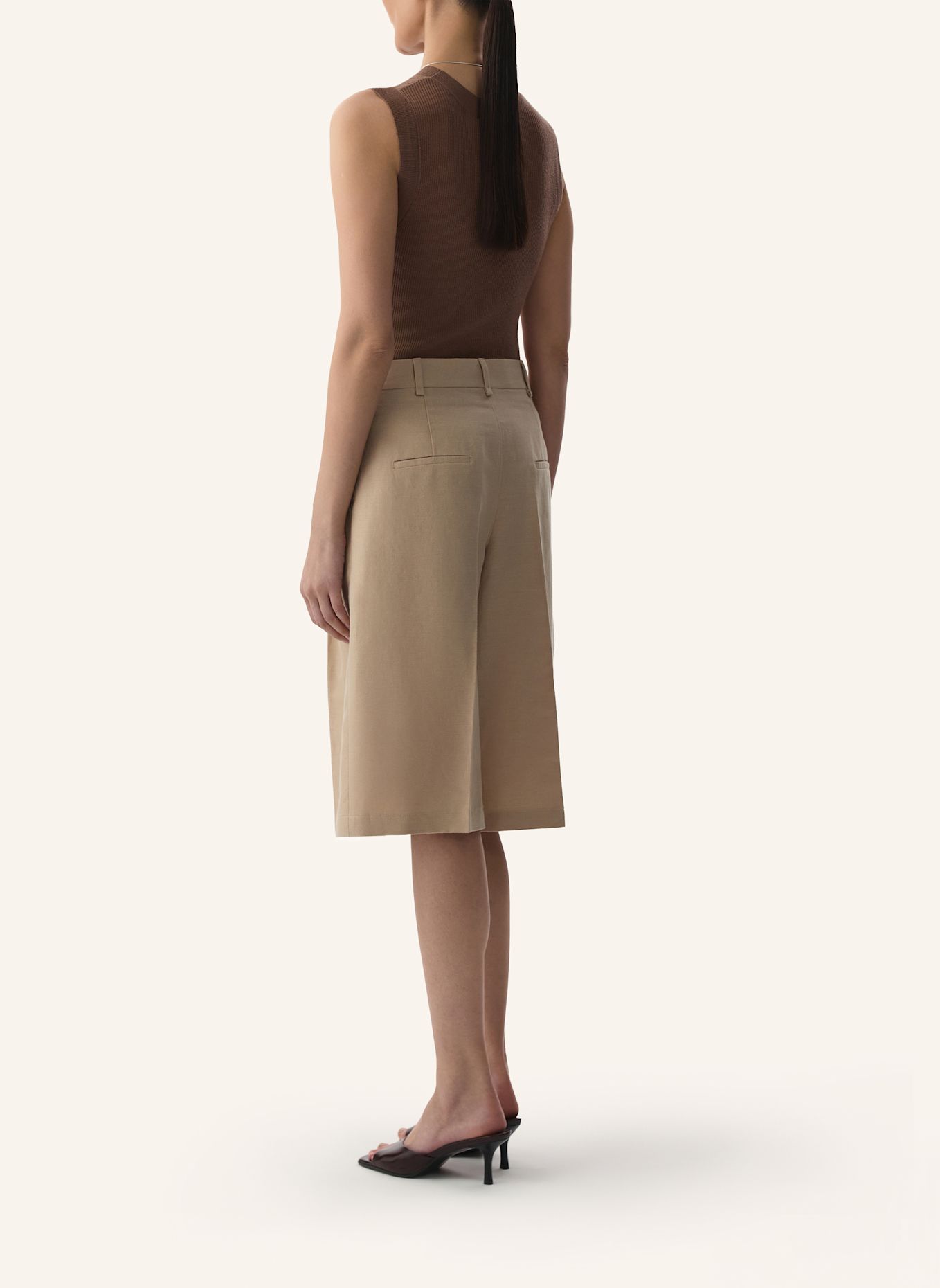 PINXIT Leinen-Bermudas: BEIGE
