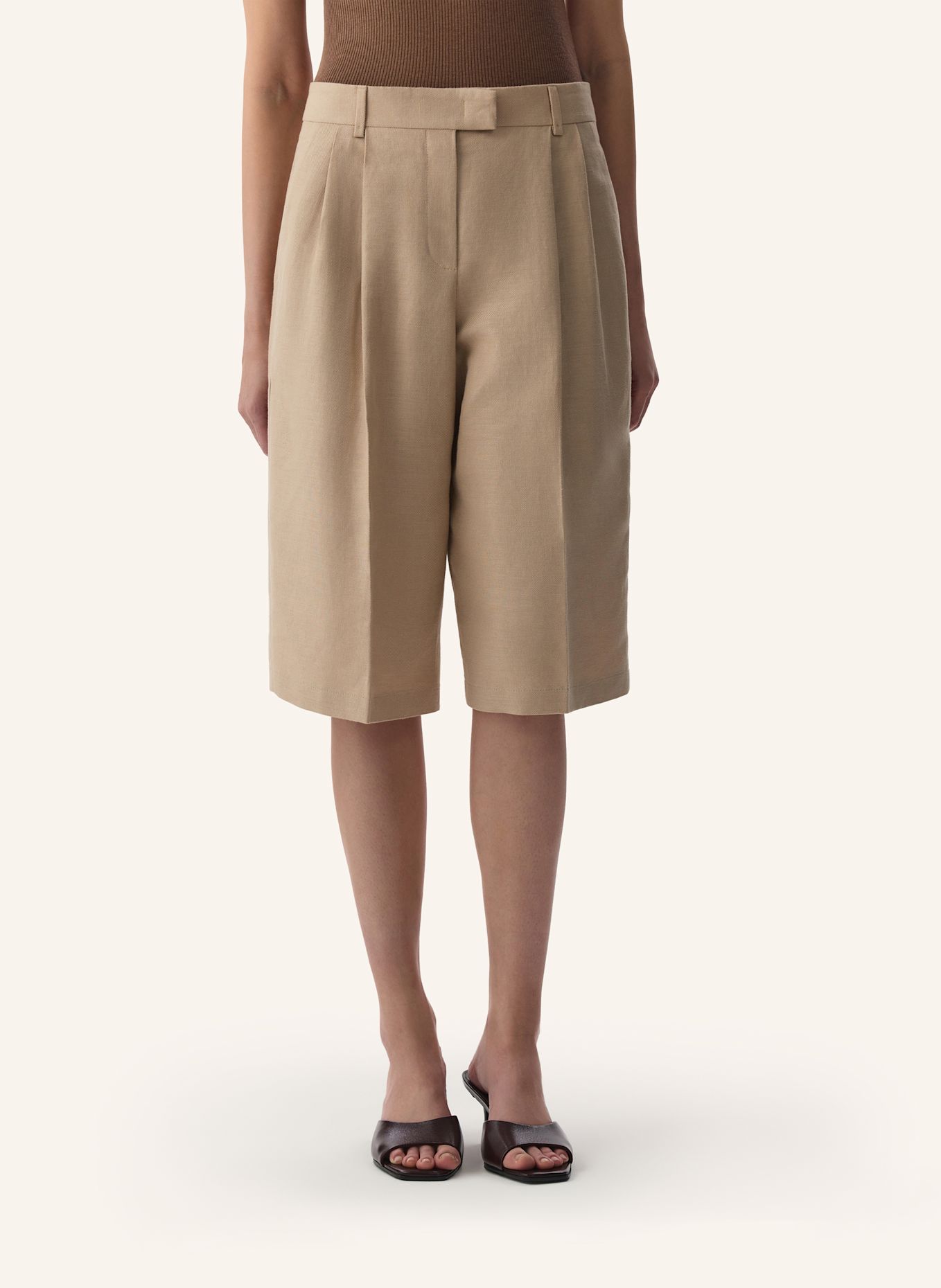 PINXIT Leinen-Bermudas: BEIGE