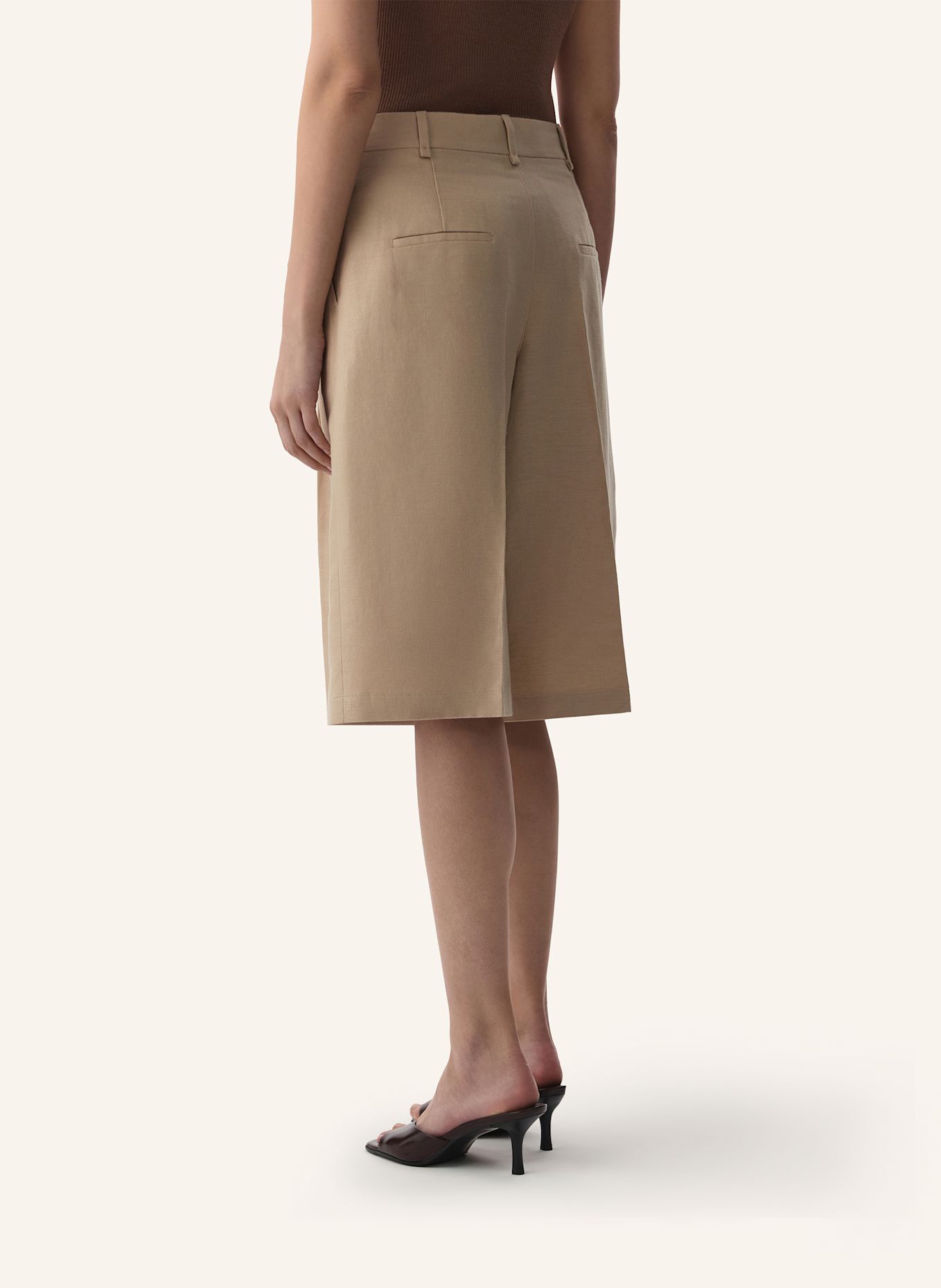 PINXIT Leinen-Bermudas: BEIGE