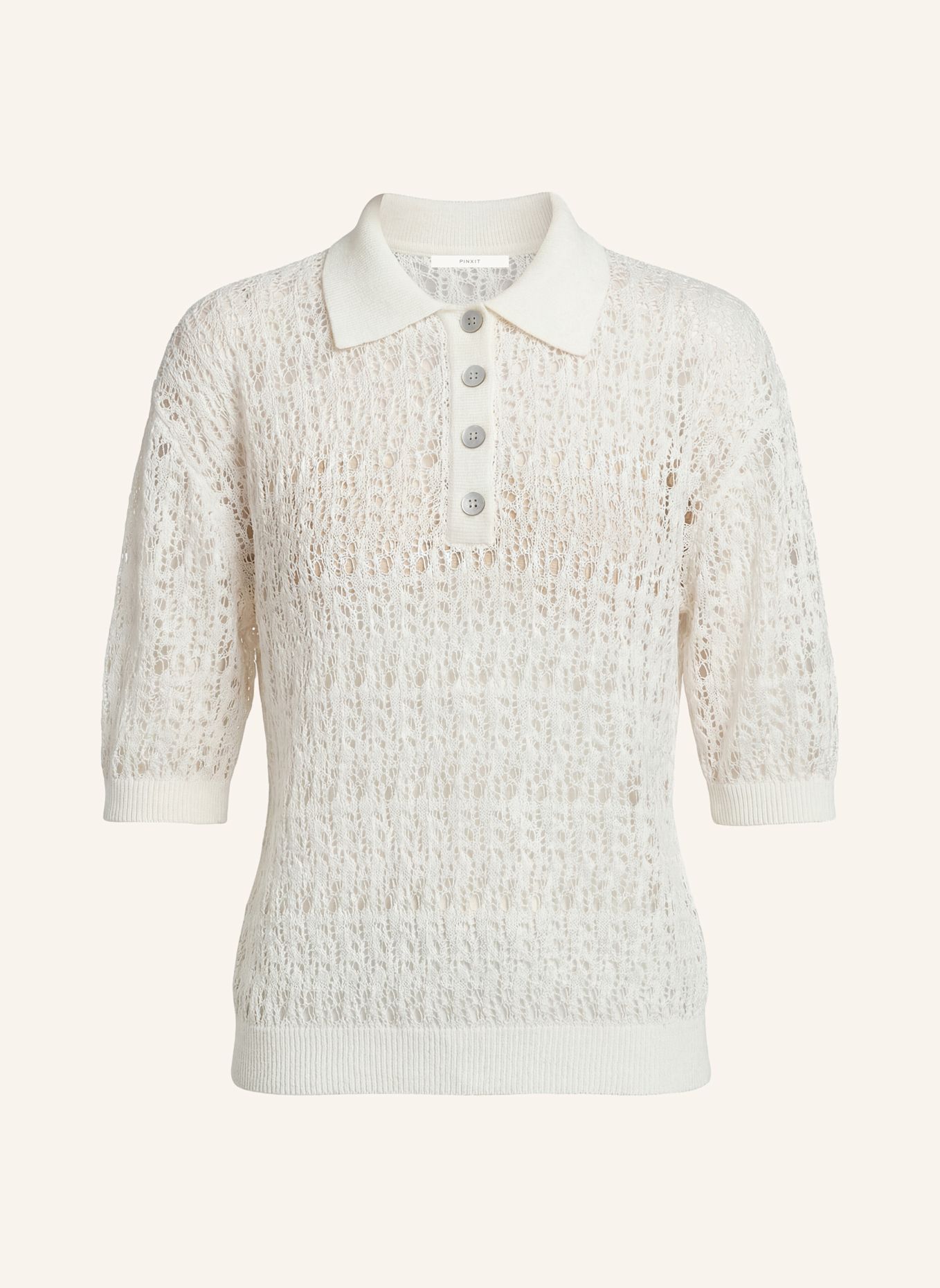 PINXIT Leinen-Poloshirt: ECRU