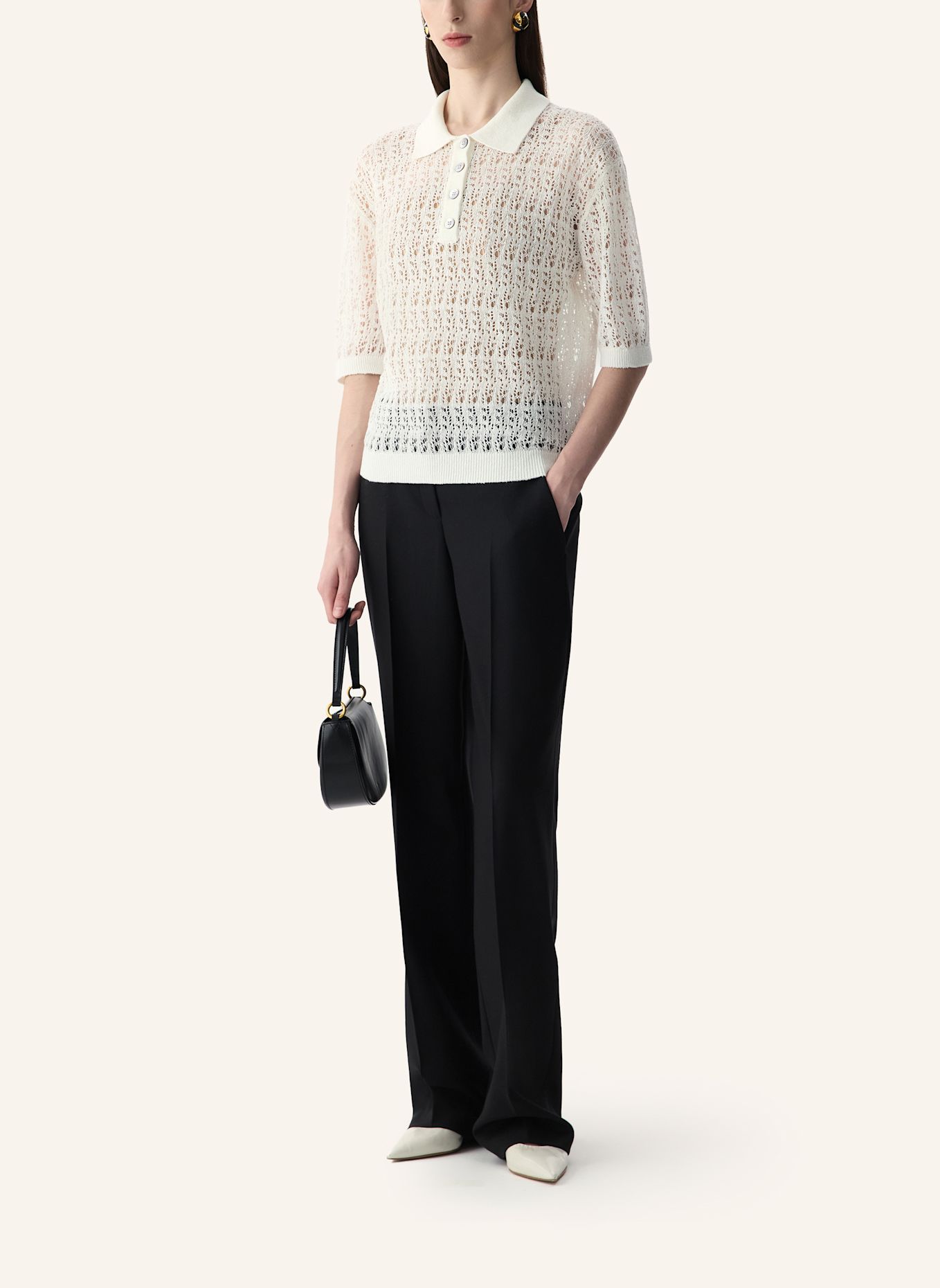 PINXIT Leinen-Poloshirt: ECRU
