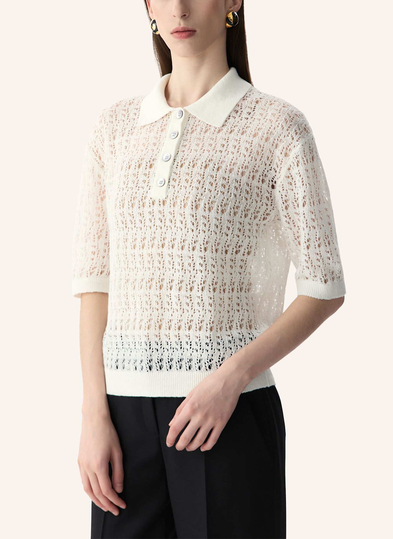 PINXIT Leinen-Poloshirt: ECRU