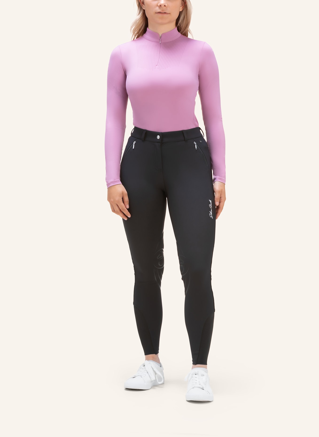 Silver Circle Reithose BILEY Knie-Grip: SCHWARZ