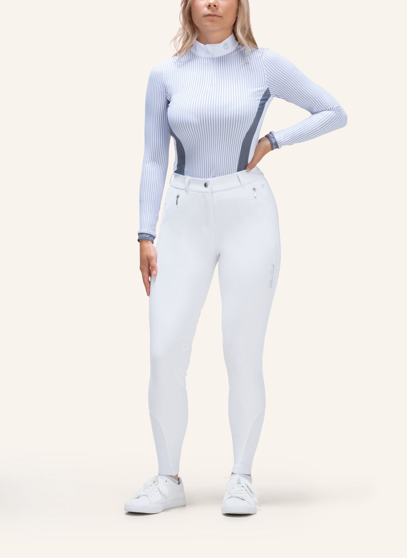 Silver Circle Reithose BILEY Knie-Grip: WEISS