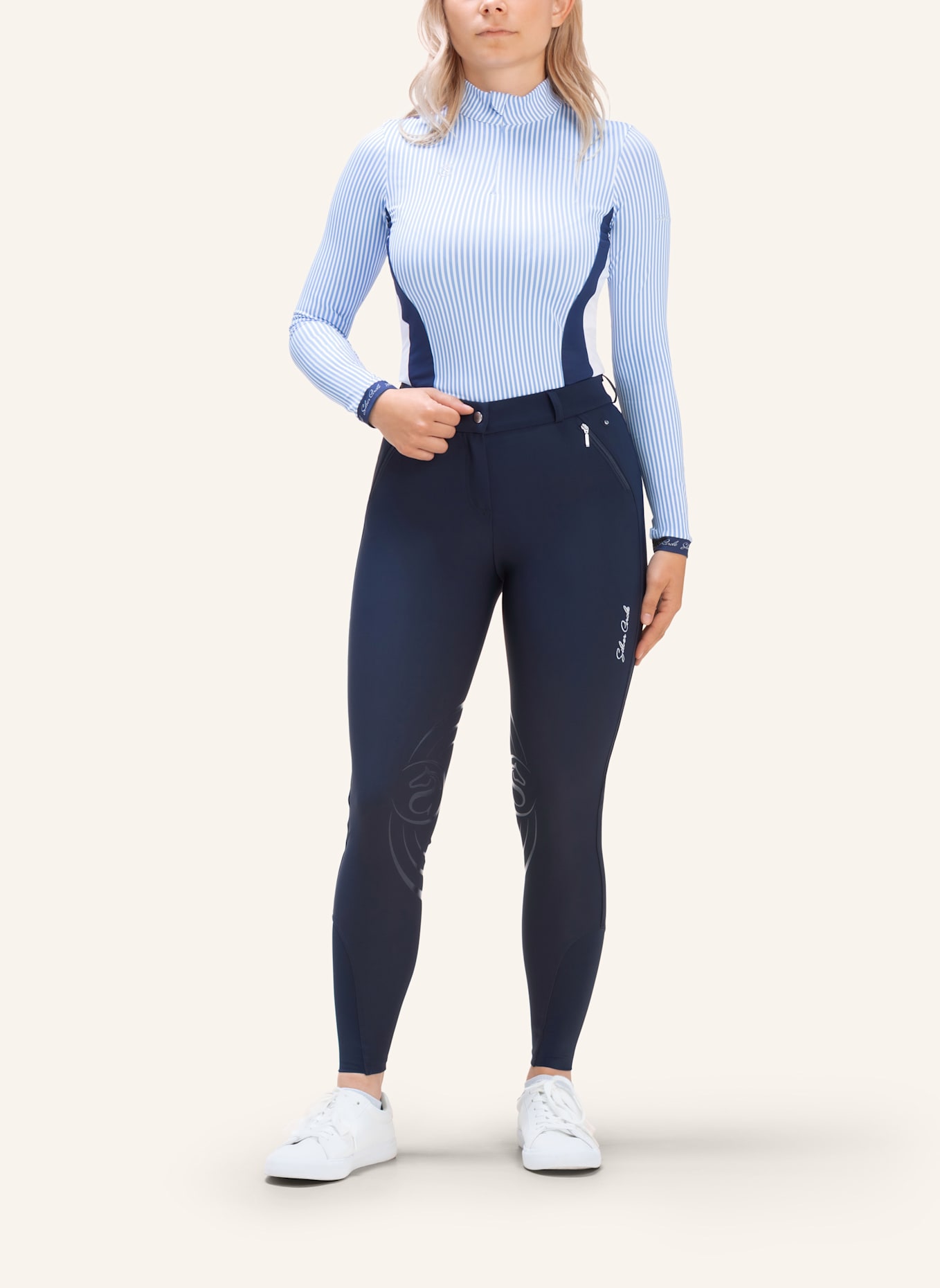 Silver Circle Reithose BILEY Knie-Grip: BLAU