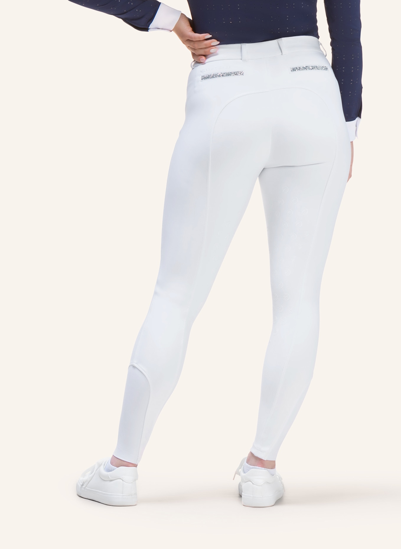 Silver Circle Reithose BELLA Knie-Grip: WEISS