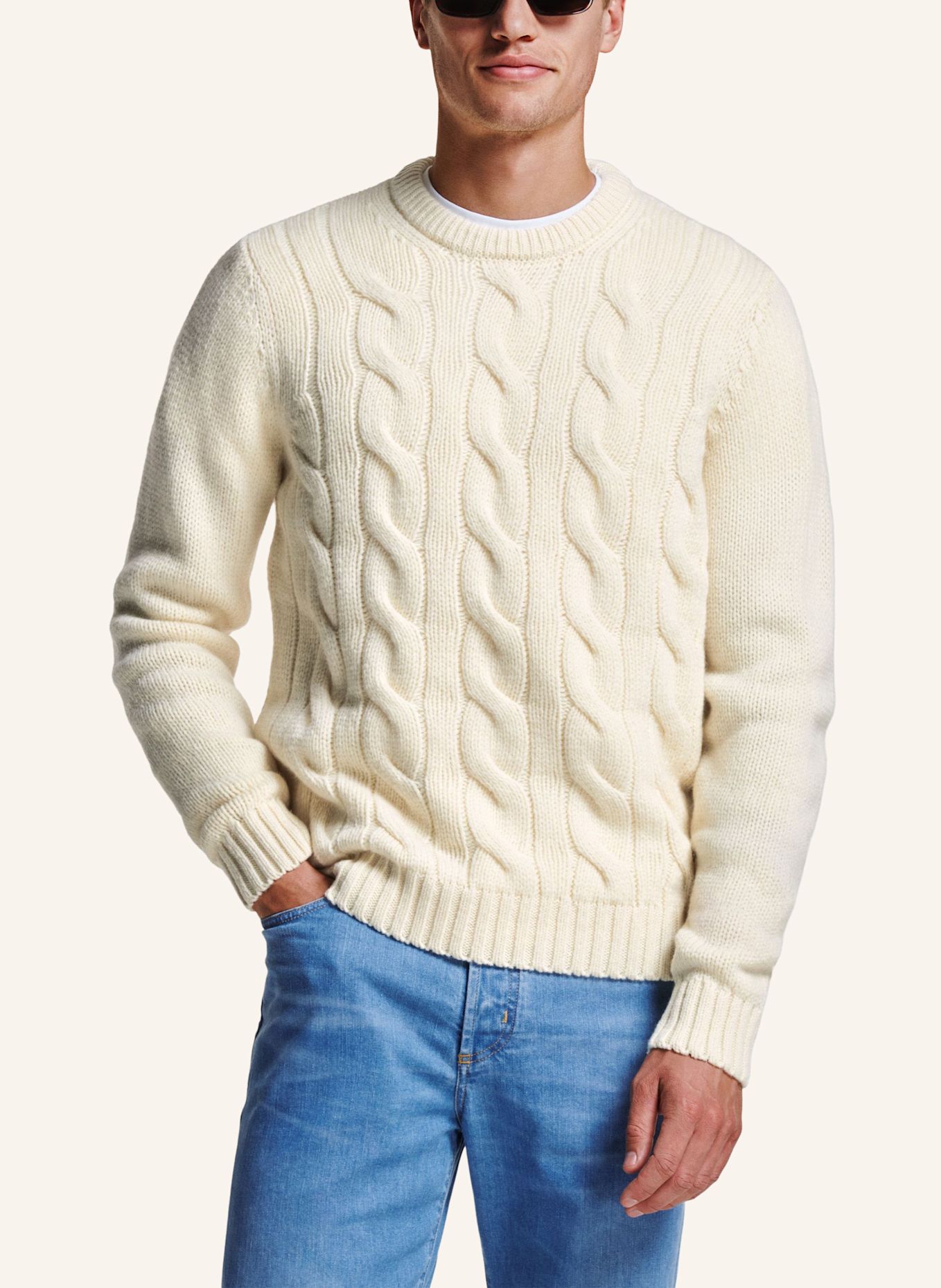 MR MARVIS Pullover THE CABLE KNIT PULLOVER: WEISS