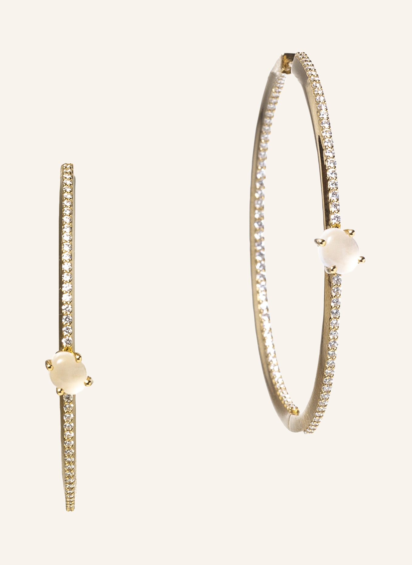VIERI Ohrring WOLKE MILCHQUARZ BRILLANT PAVÉ: GOLD