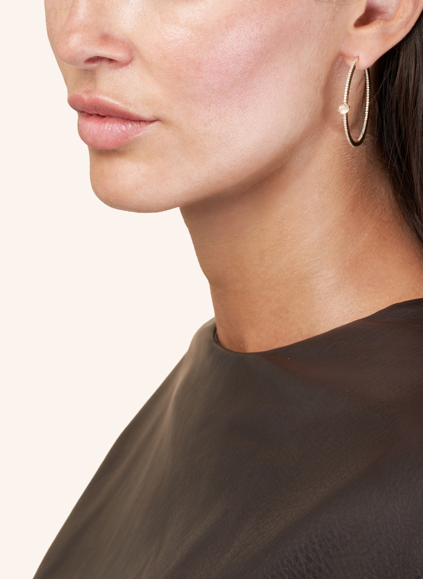 VIERI Ohrring WOLKE MILCHQUARZ BRILLANT PAVÉ: ROSÉGOLD