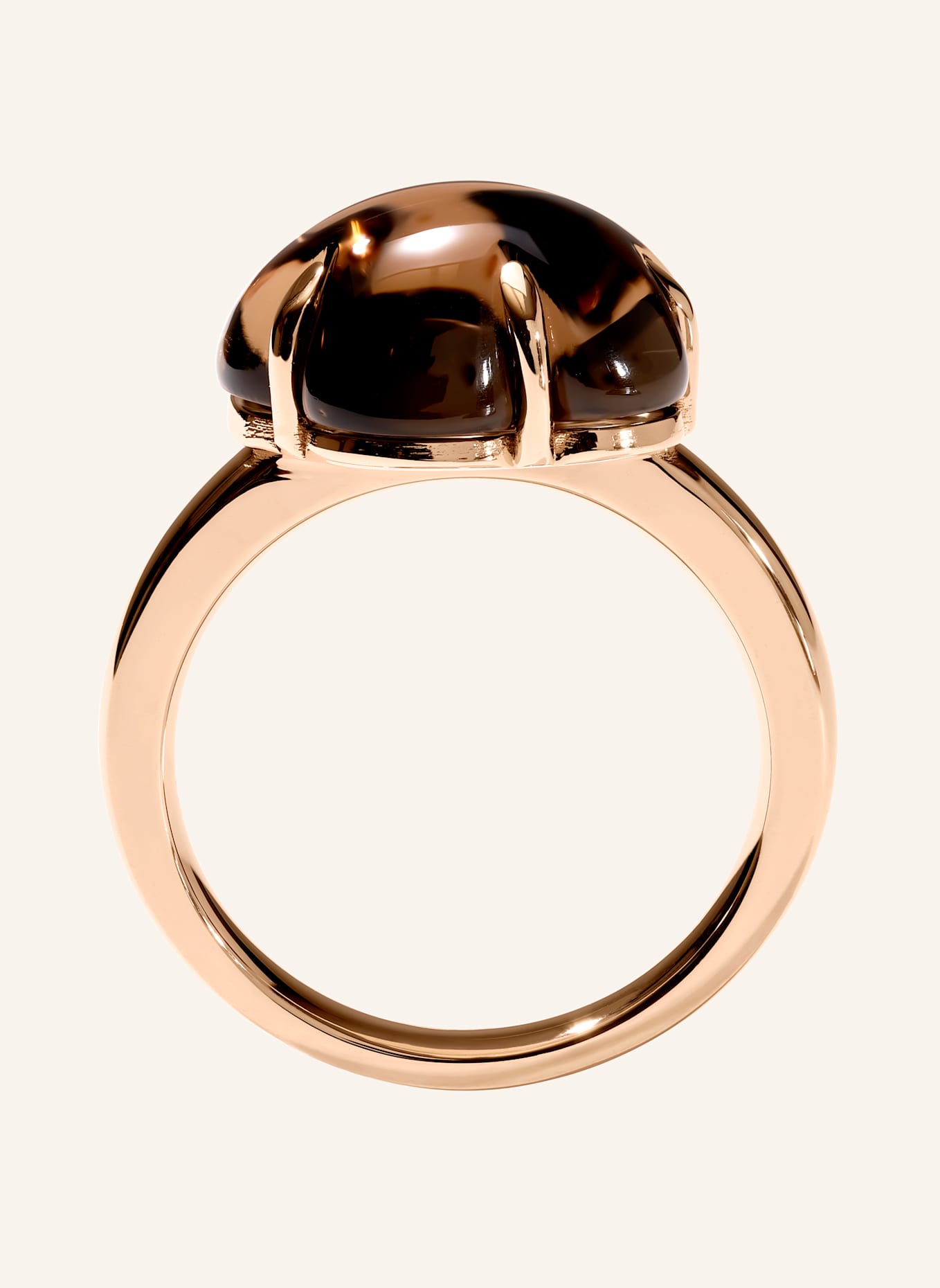 VIERI Ring WOLKE RAUCHQUARZ: ROSÉGOLD