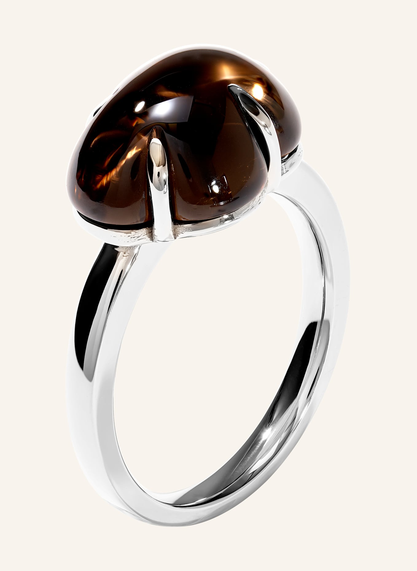 VIERI Ring WOLKE RAUCHQUARZ: WEISSGOLD