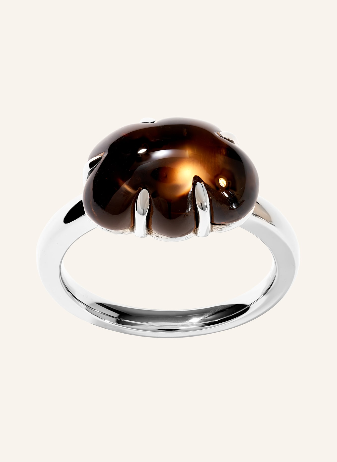 VIERI Ring WOLKE RAUCHQUARZ: WEISSGOLD