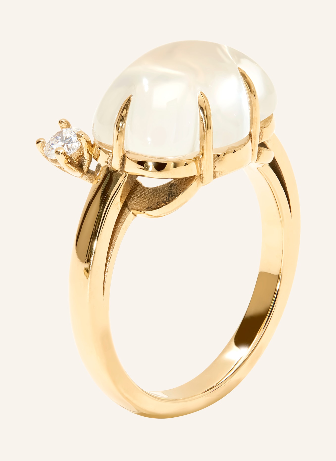 VIERI Ring WOLKE MILCHQUARZ BRILLANT: GOLD