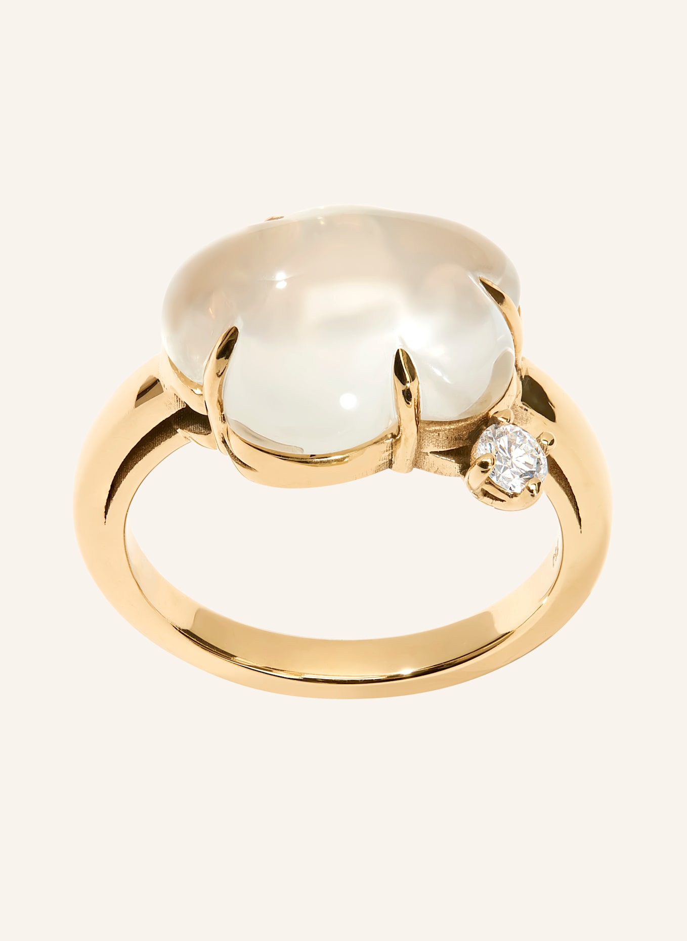 VIERI Ring WOLKE MILCHQUARZ BRILLANT: GOLD