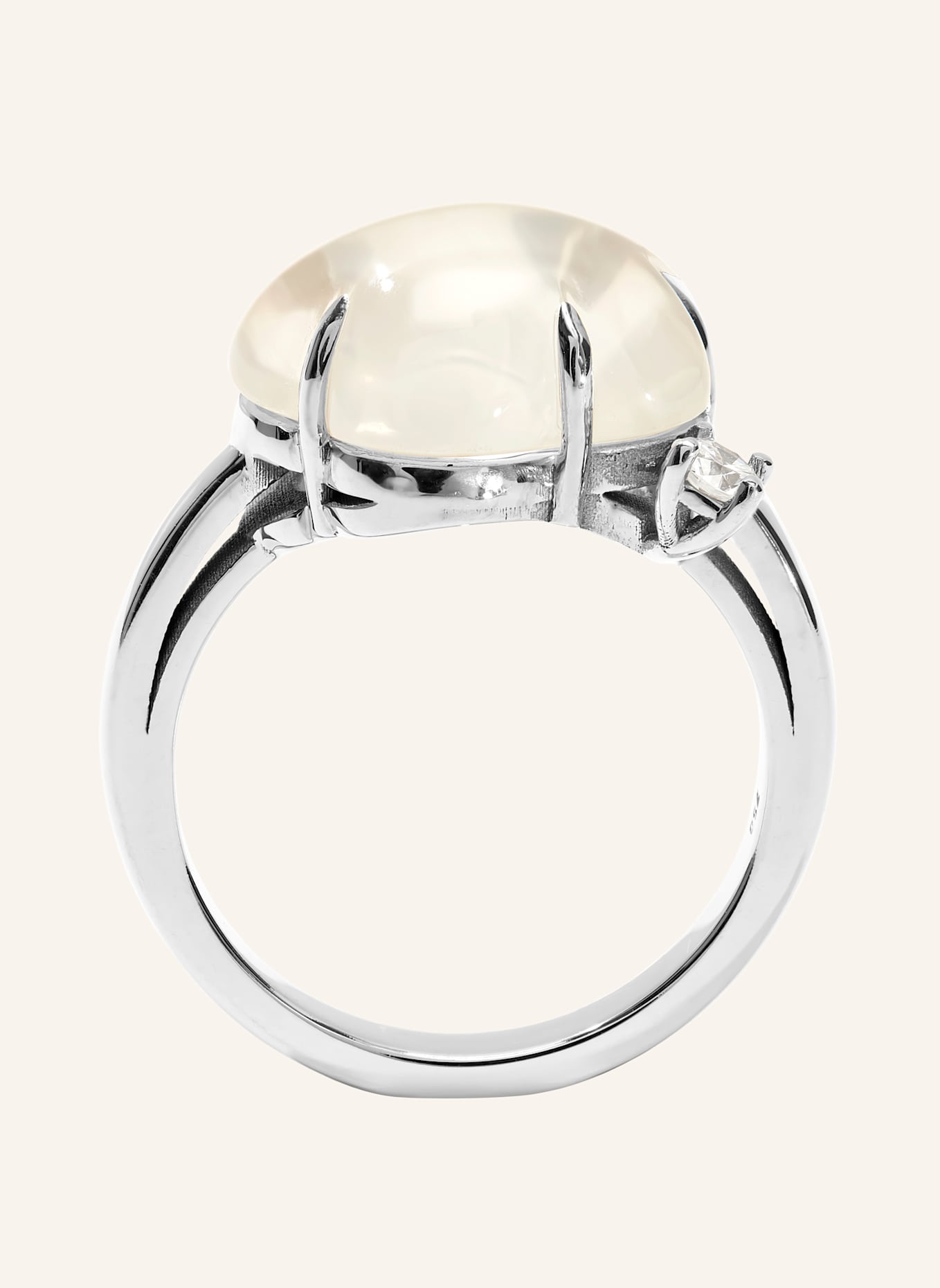 VIERI Ring WOLKE MILCHQUARZ BRILLANT: WEISSGOLD