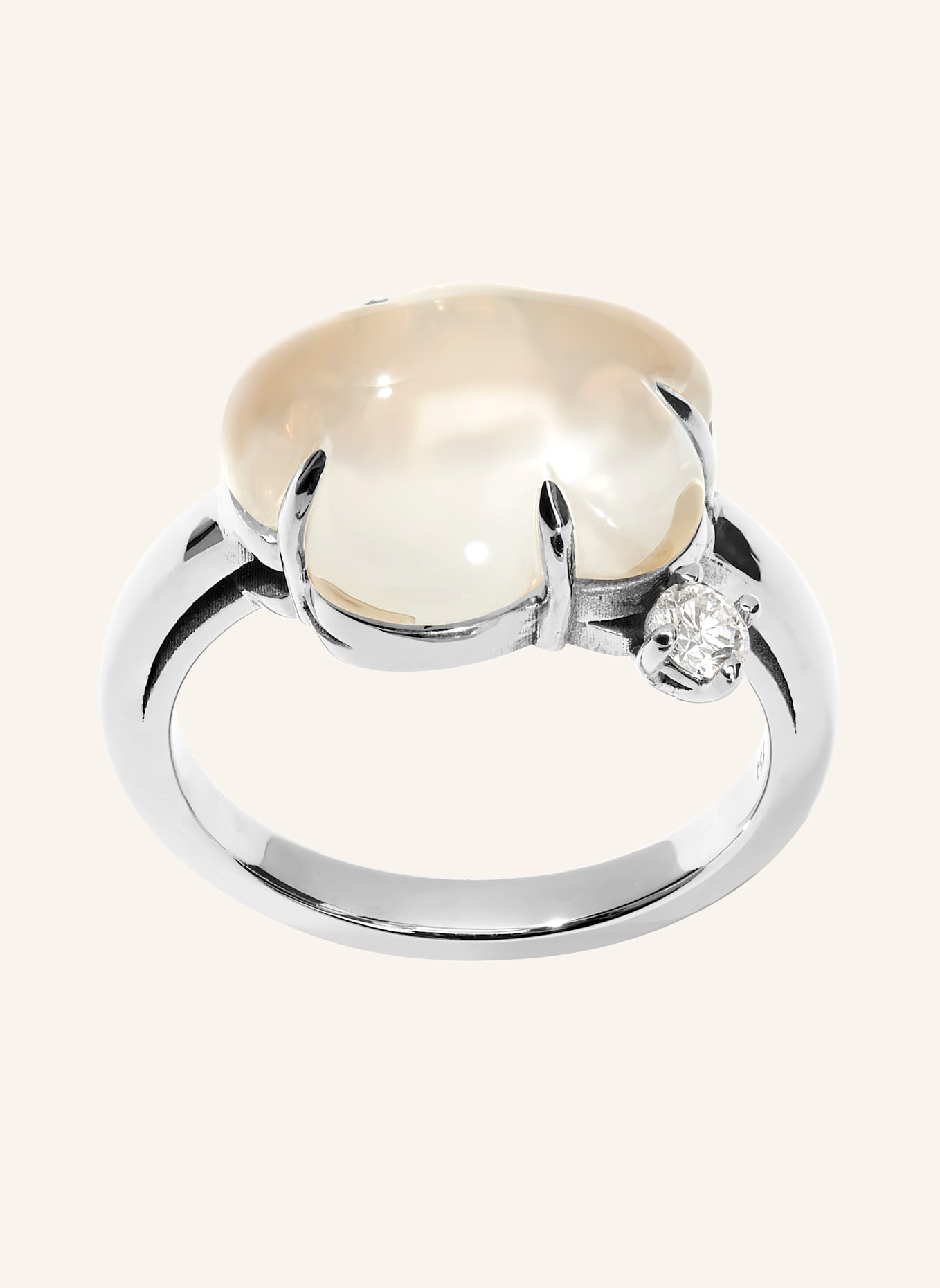 VIERI Ring WOLKE MILCHQUARZ BRILLANT: WEISSGOLD