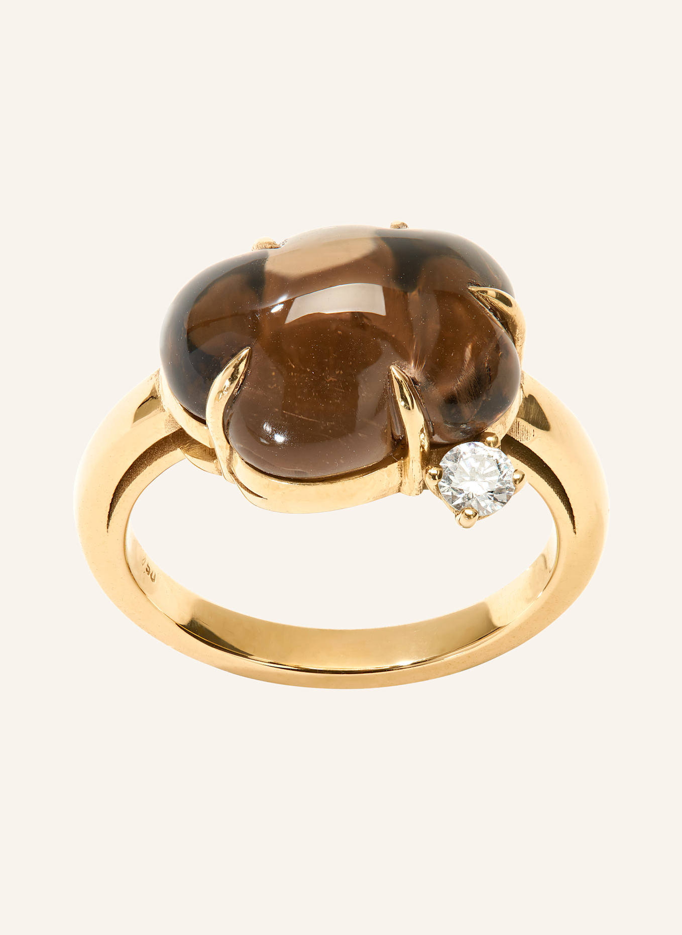VIERI Ring WOLKE RAUCHQUARZ BRILLANT: GOLD