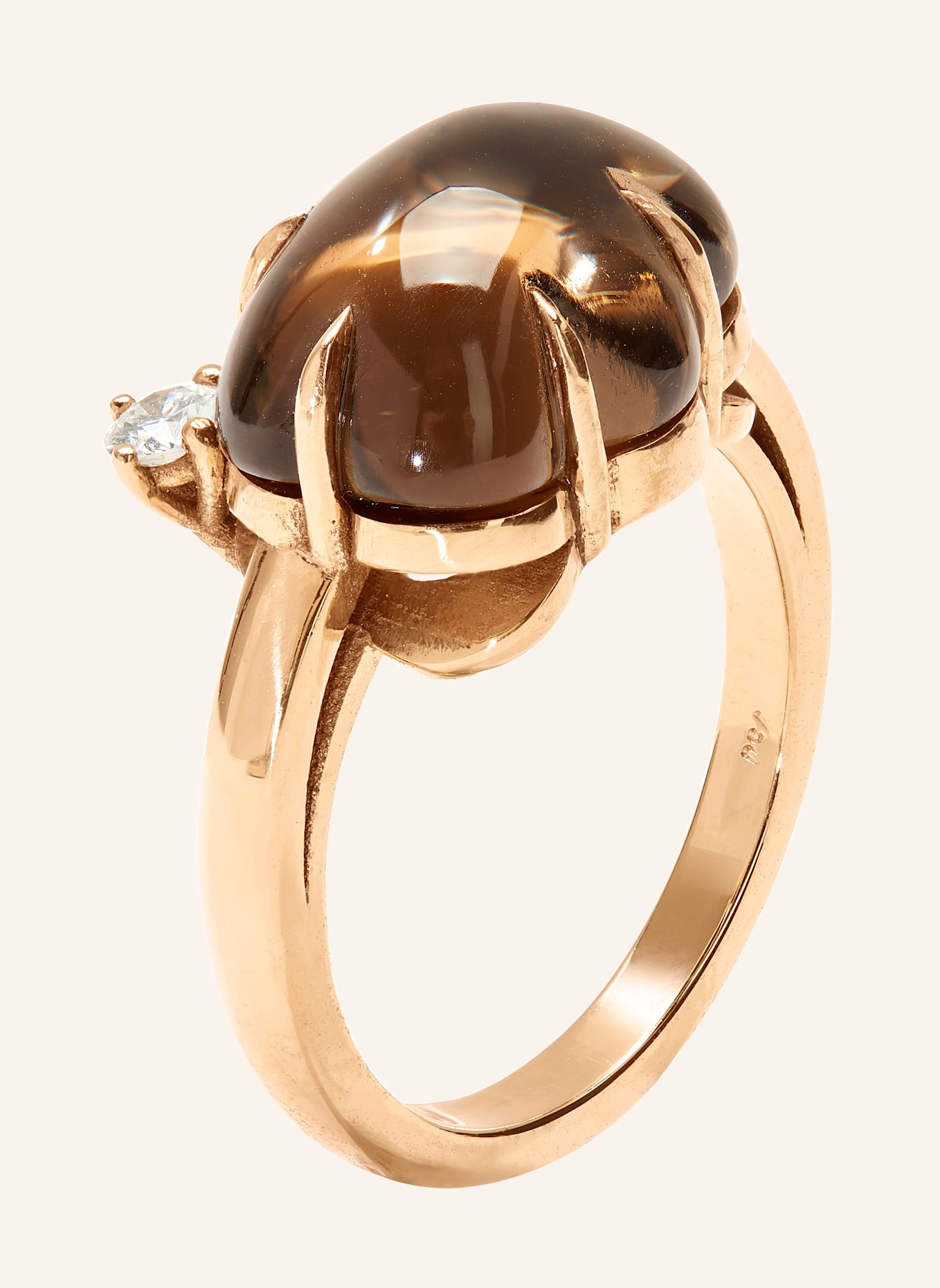 VIERI Ring WOLKE RAUCHQUARZ BRILLANT: ROSÉGOLD