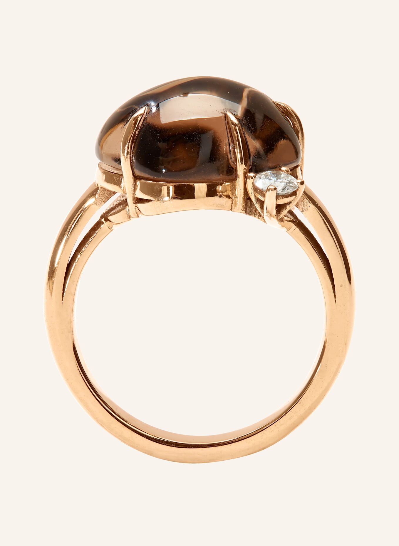 VIERI Ring WOLKE RAUCHQUARZ BRILLANT: ROSÉGOLD