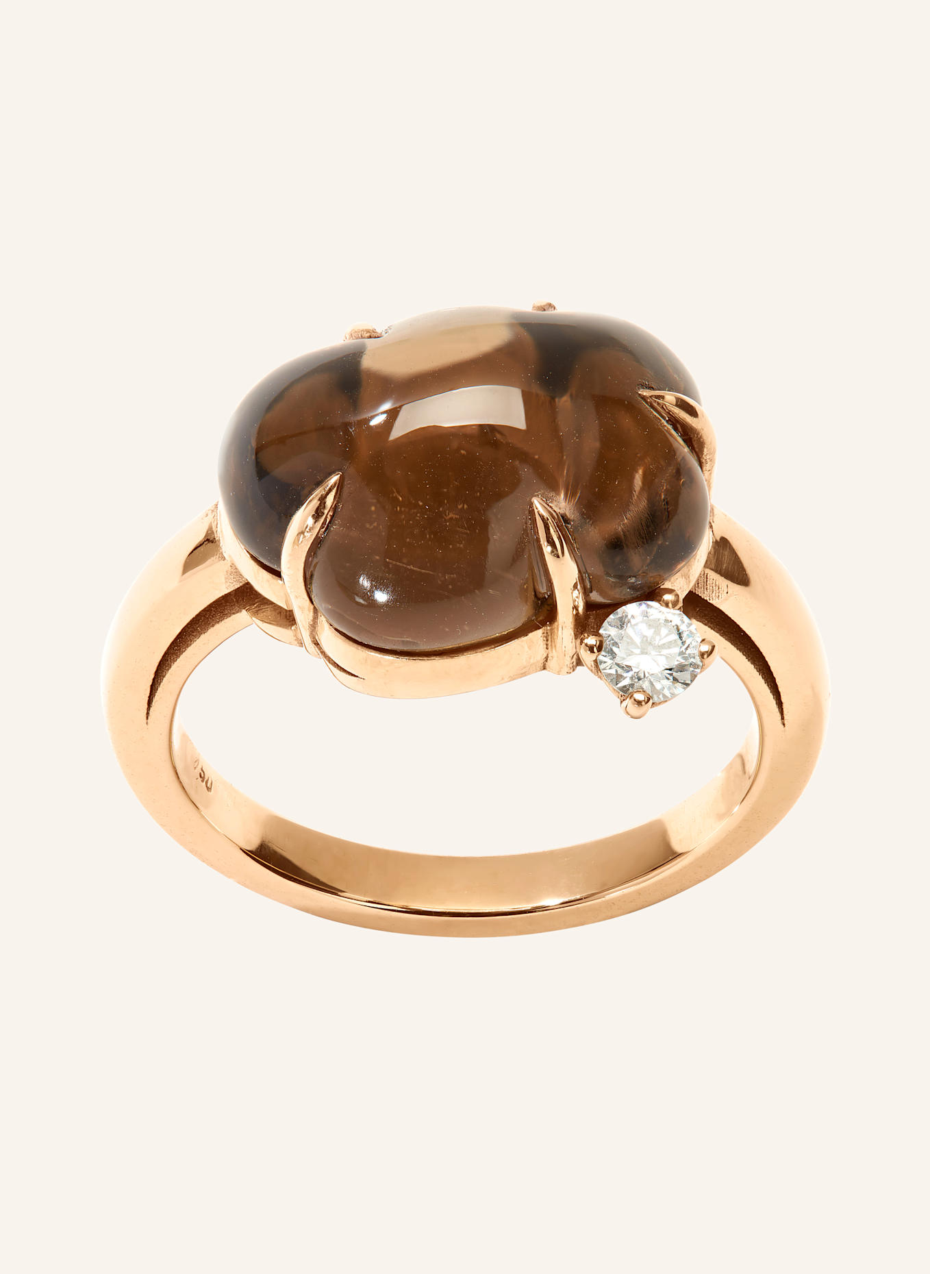 VIERI Ring WOLKE RAUCHQUARZ BRILLANT: ROSÉGOLD