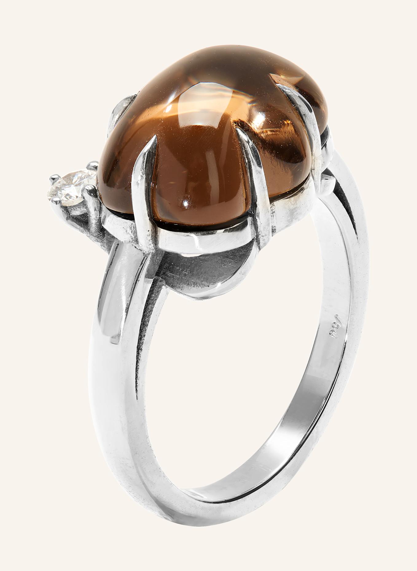 VIERI Ring WOLKE RAUCHQUARZ BRILLANT: WEISSGOLD